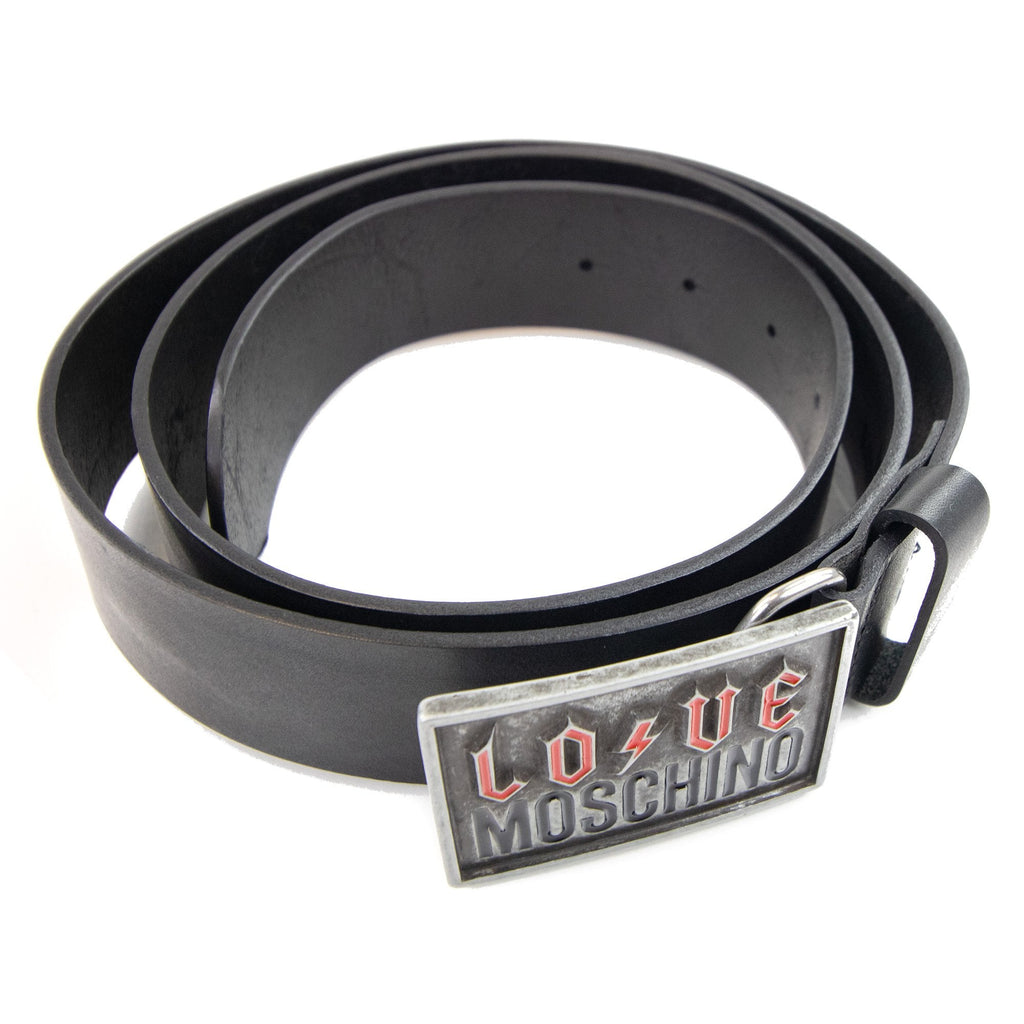 Love Moschino Love Embossed Logo Belt Black
