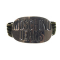 Moschino Embossed Circle Logo Leather Belt Black