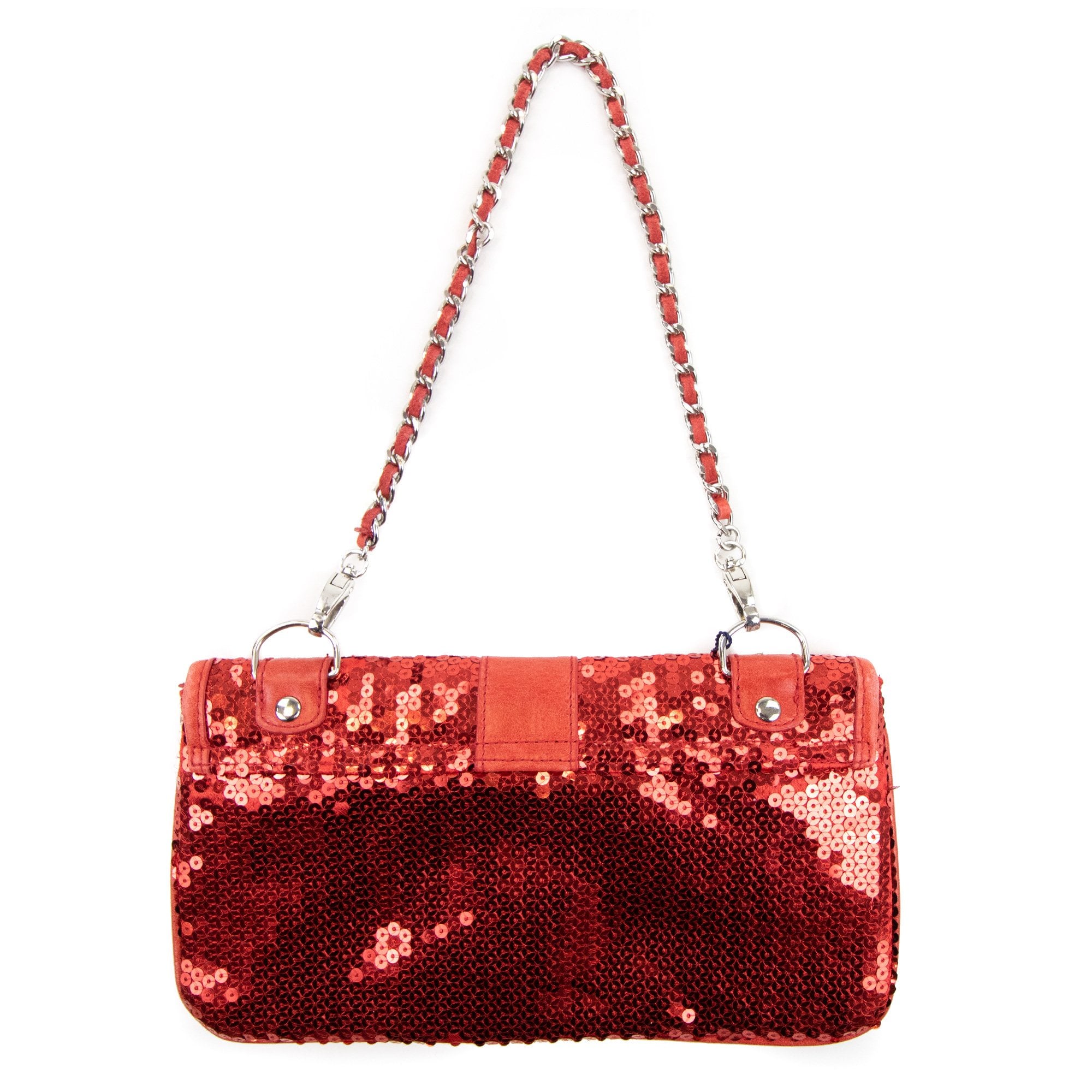 Armani Jeans Women Eagle Logo Sequin Bag Red