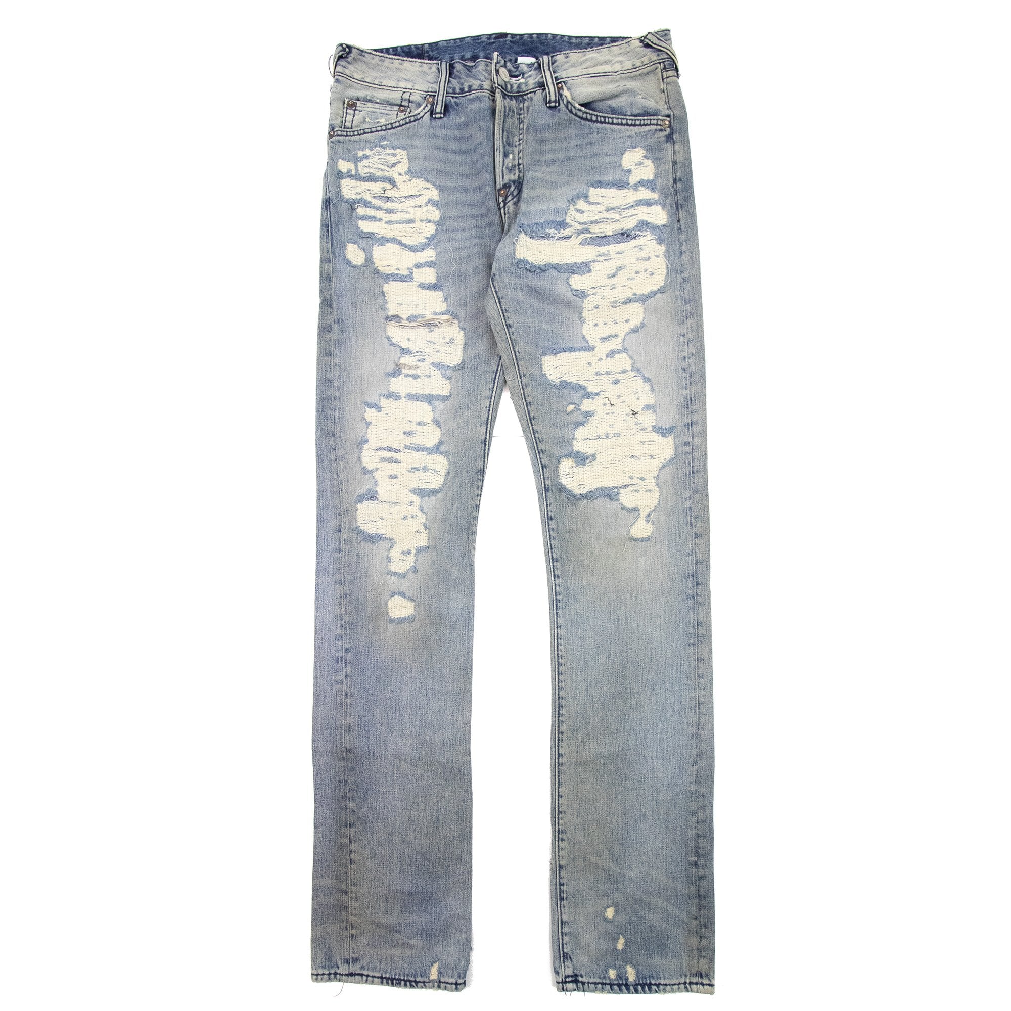 Evisu Seagull Print Ripped Jeans
