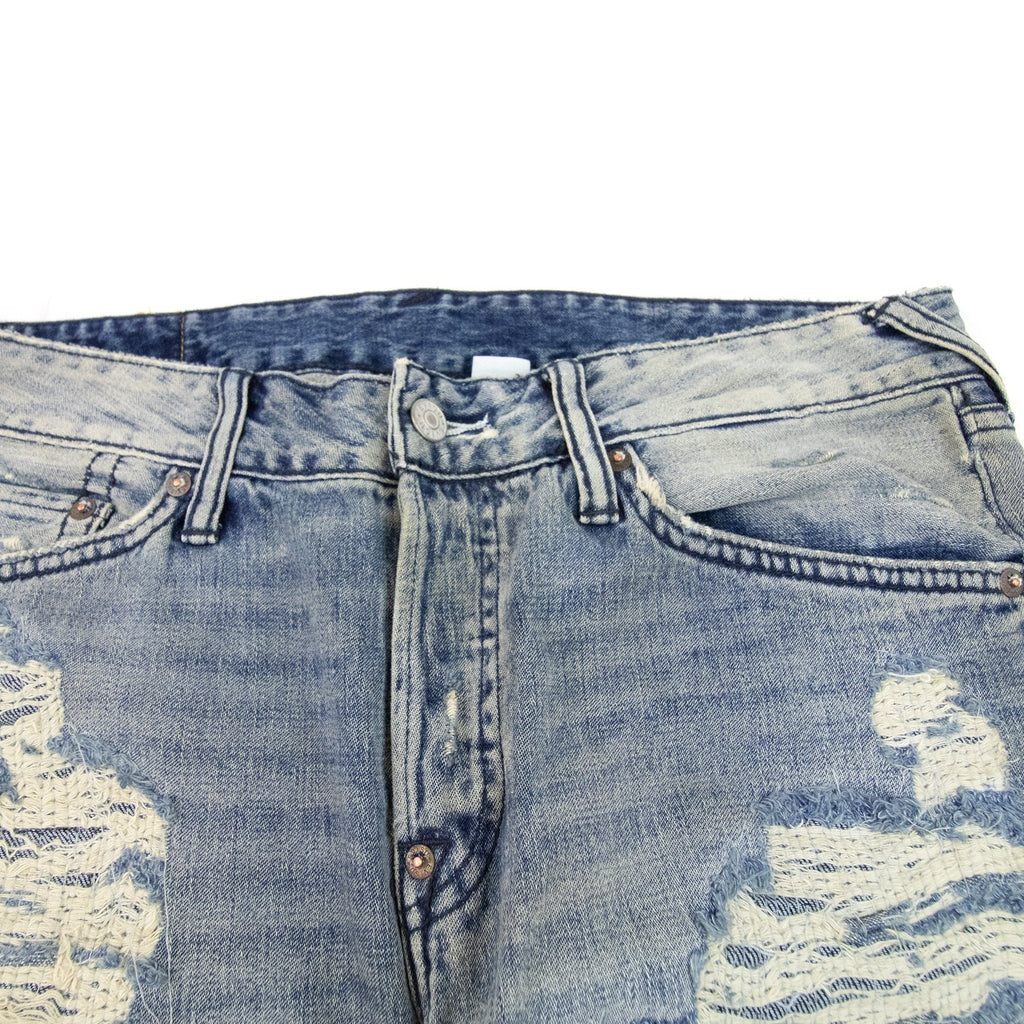 Evisu Seagull Print Ripped Jeans
