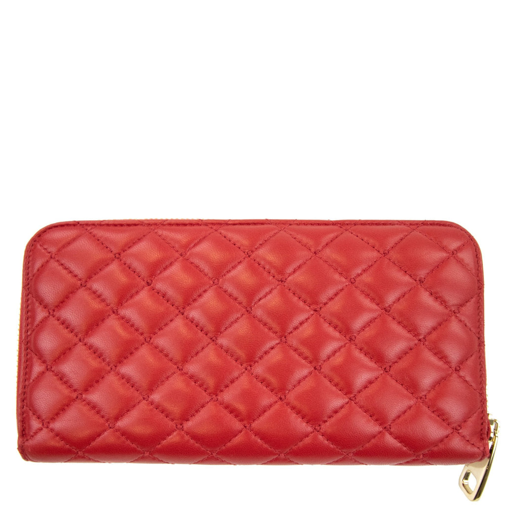 Dolce & Gabbana Leather Stitched All Around Zip Wallet Red