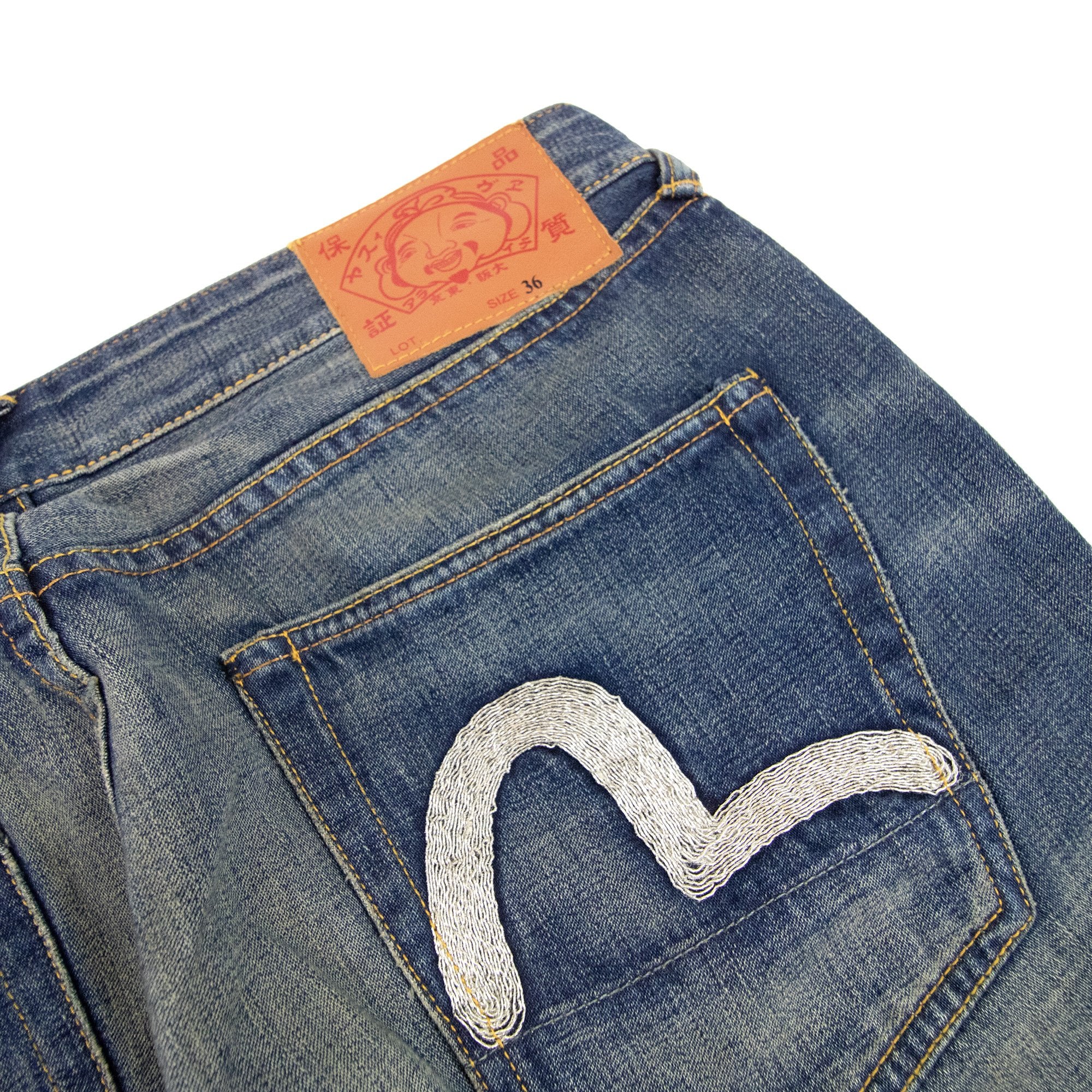Evisu Embroidered Seagull Slim Fit Jean Dark Denim
