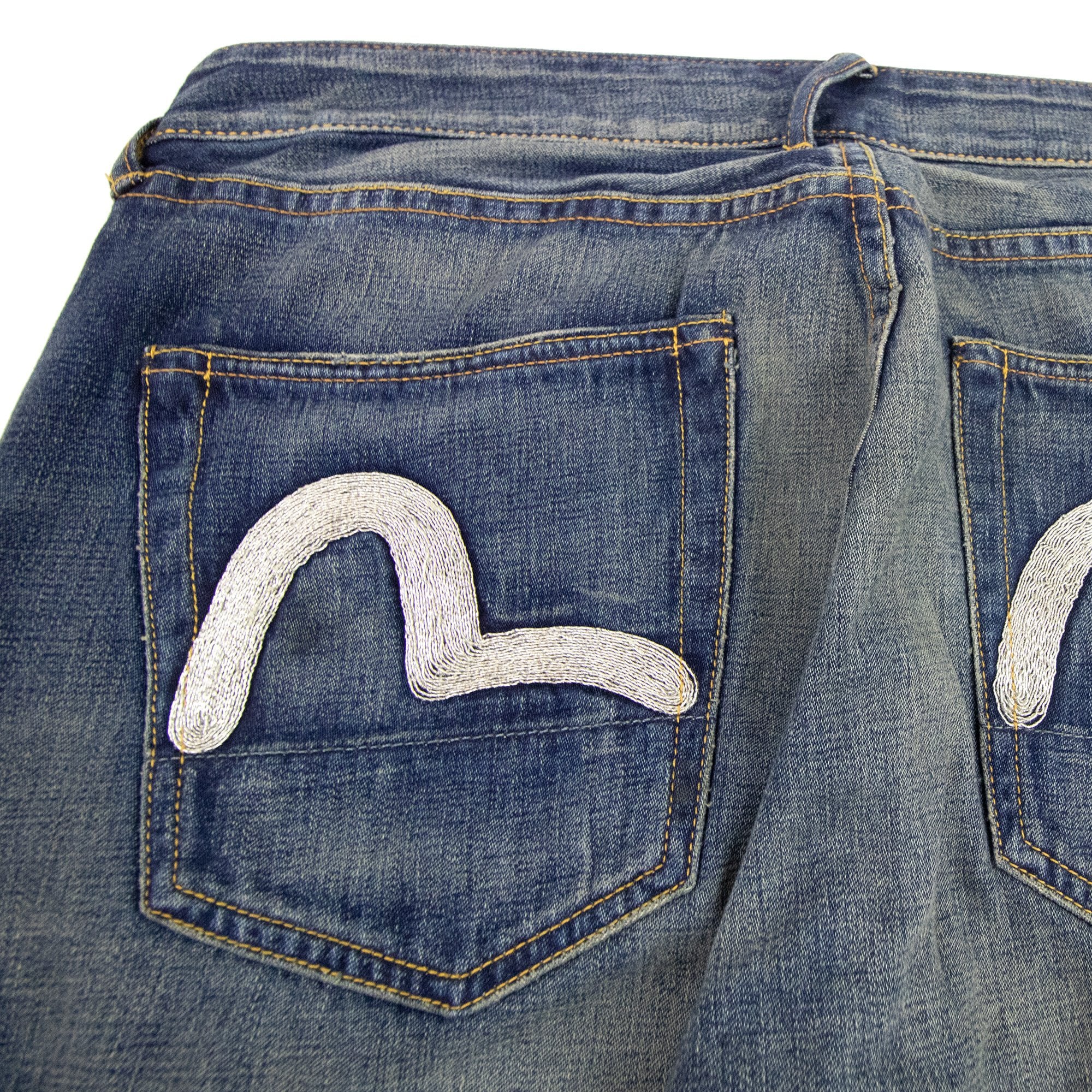 Evisu Embroidered Seagull Slim Fit Jean Dark Denim