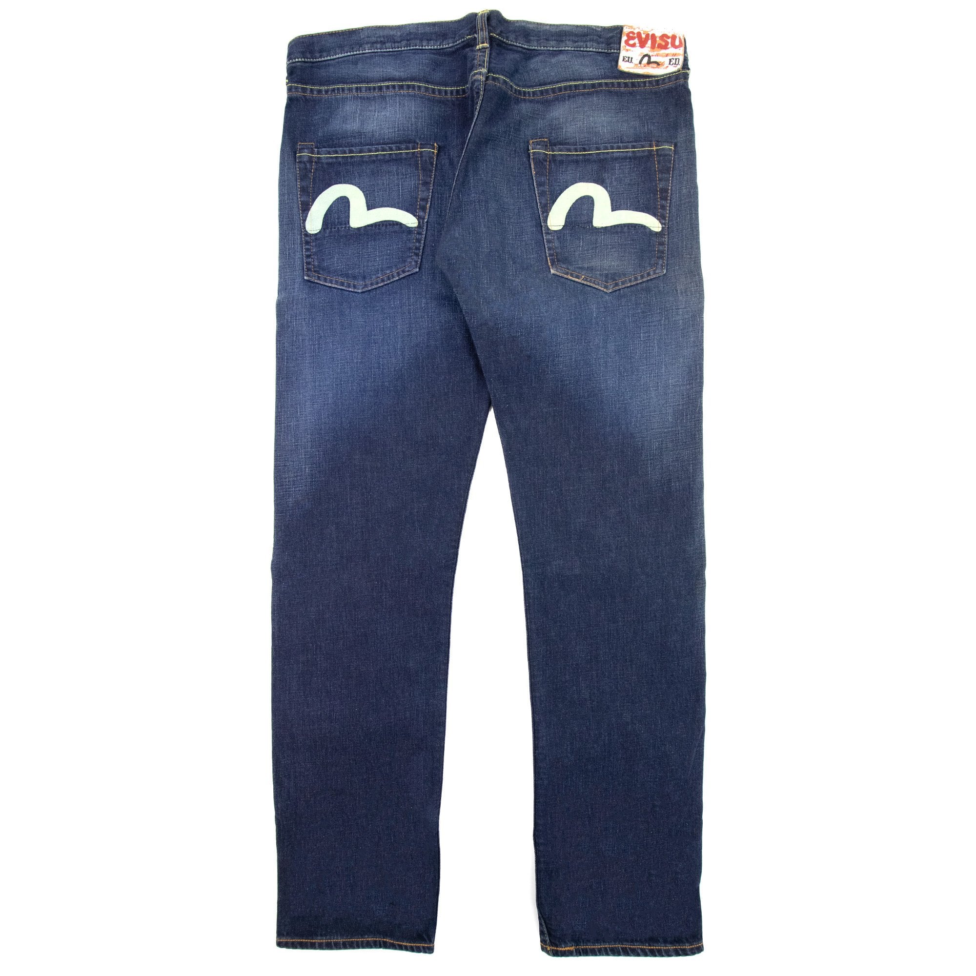 Evisu Seagull Print Denim Jeans Dark Blue