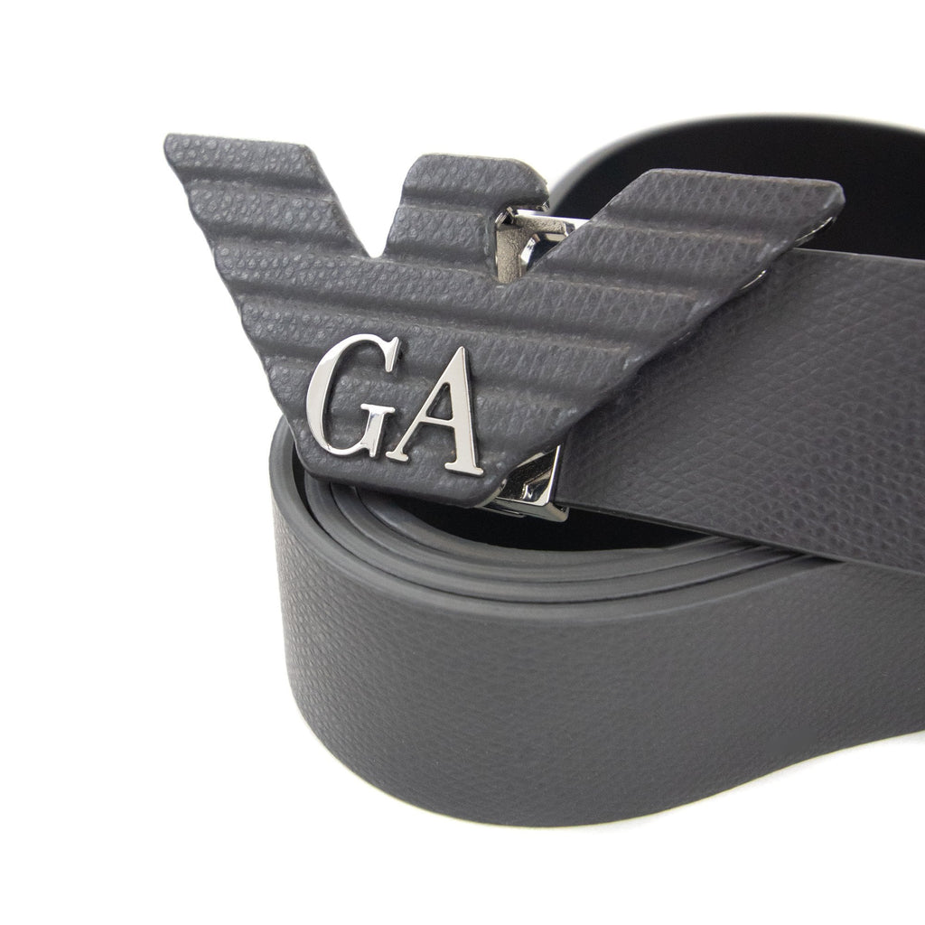 Emporio Armani Ga Eagle Leather Belt Iron Grey