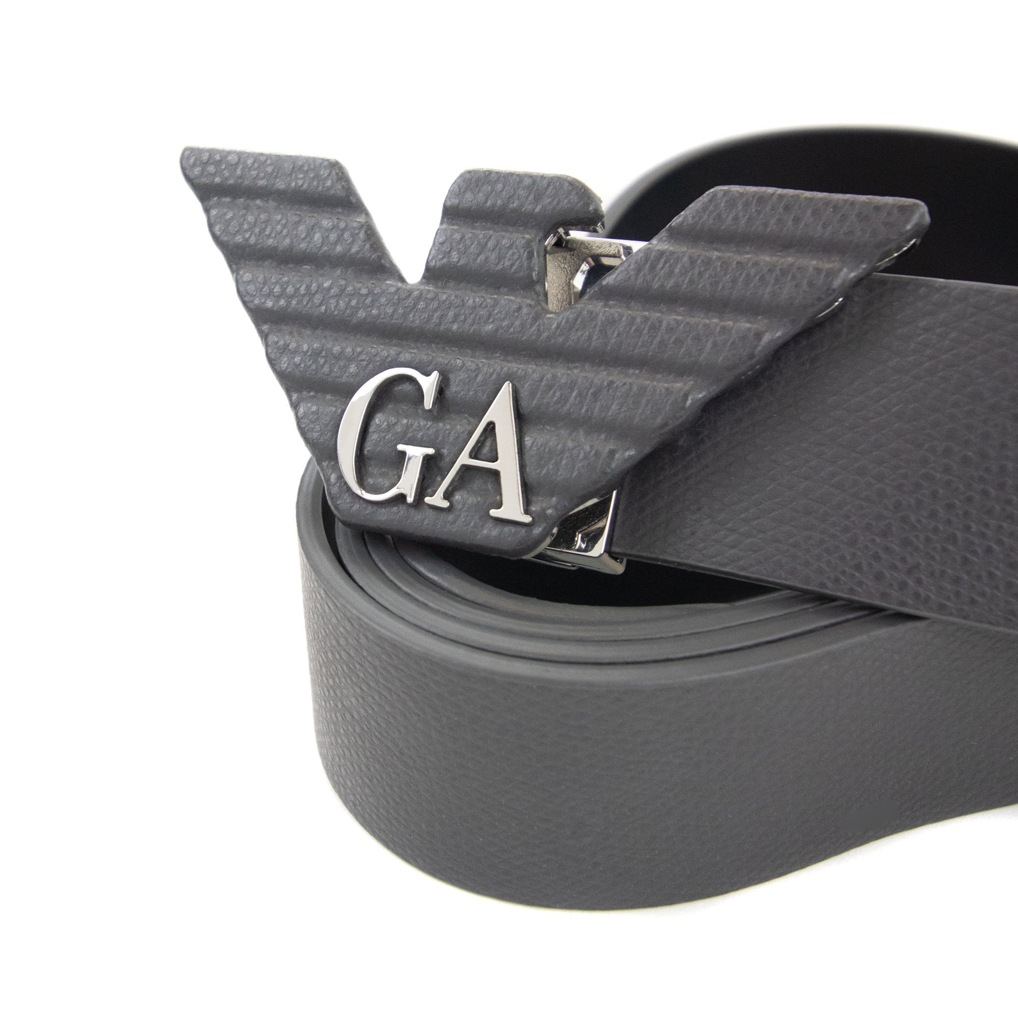 Emporio Armani Ga Eagle Leather Belt Iron Grey