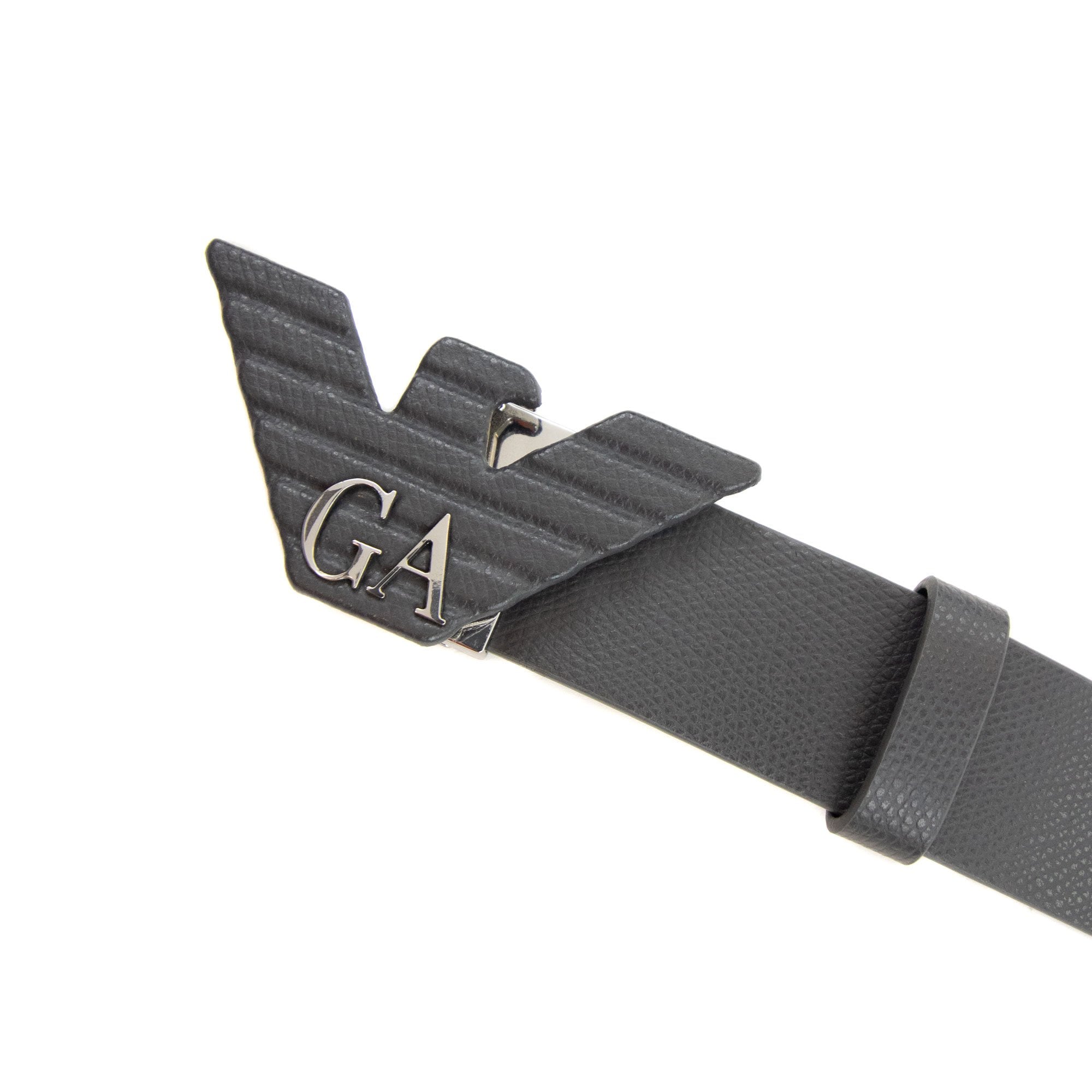 Emporio Armani Ga Eagle Leather Belt Iron Grey