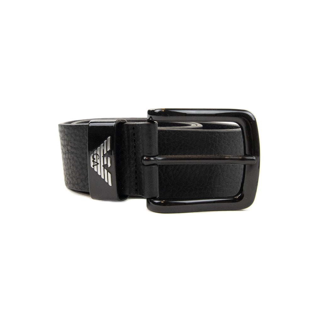 Emporio Armani Eagle Tonque Logo Belt Black