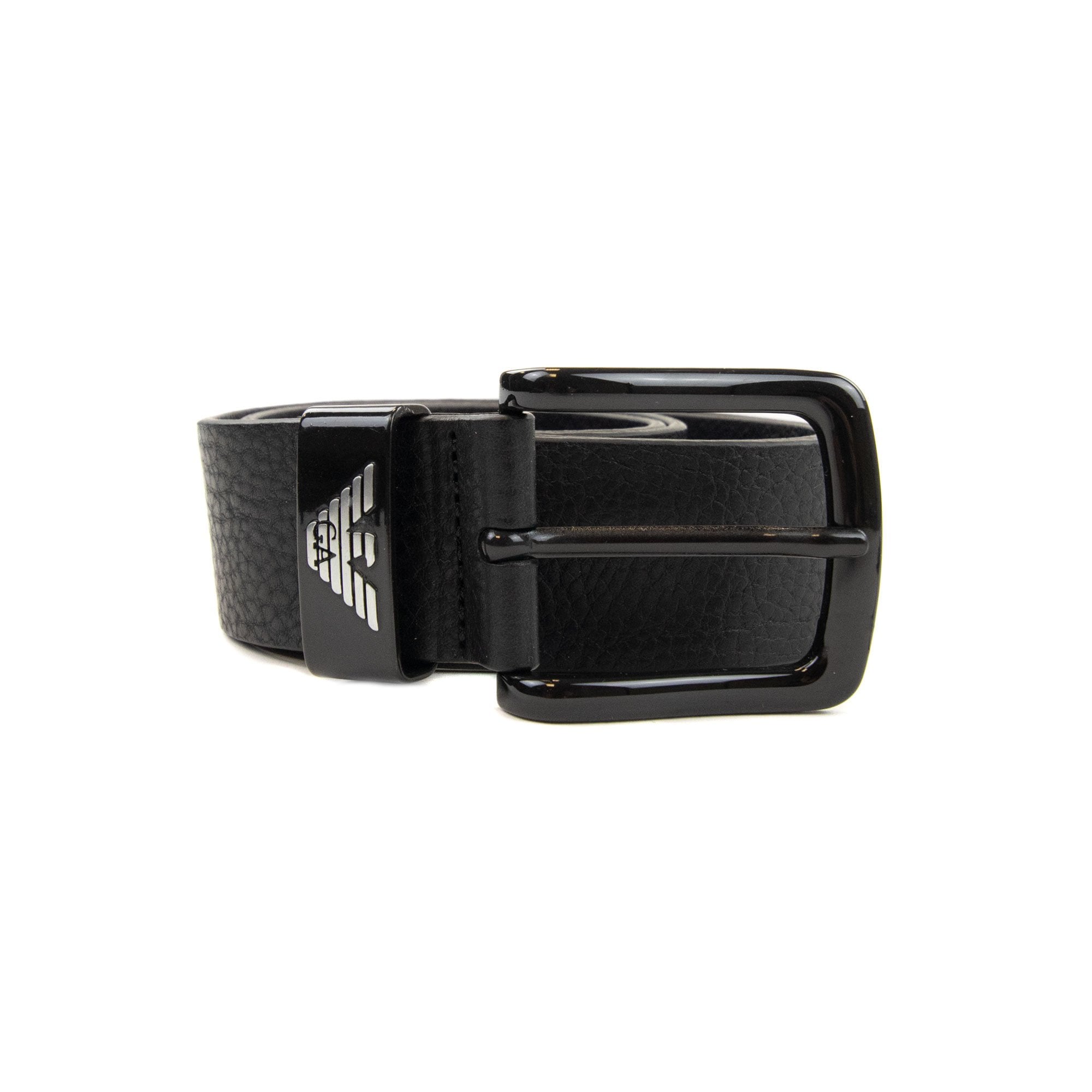 Emporio Armani Eagle Tonque Logo Belt Black