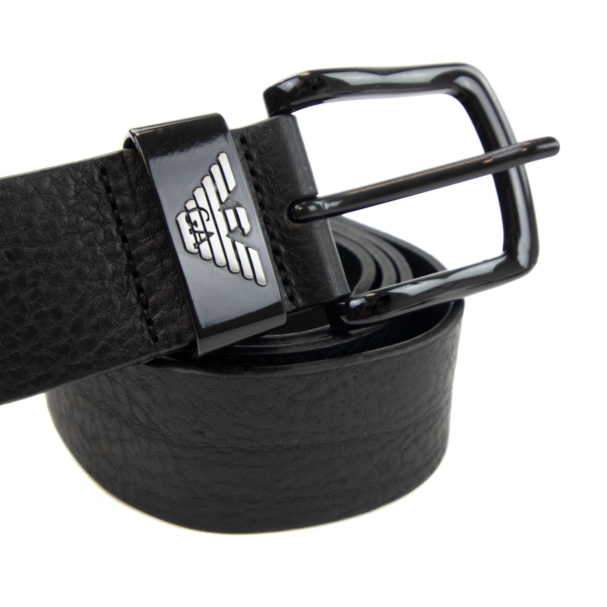 Emporio Armani Eagle Tonque Logo Belt Black