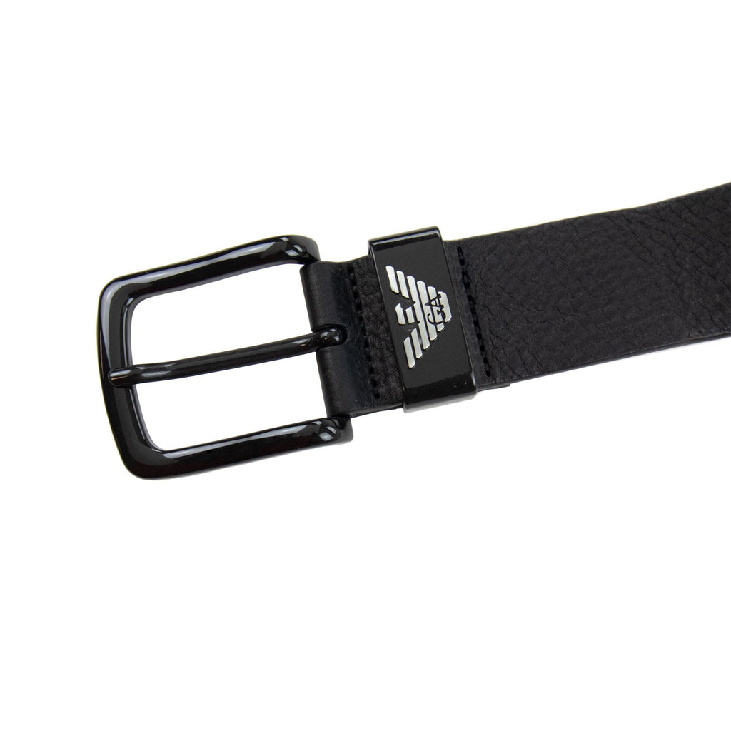 Emporio Armani Eagle Tonque Logo Belt Black