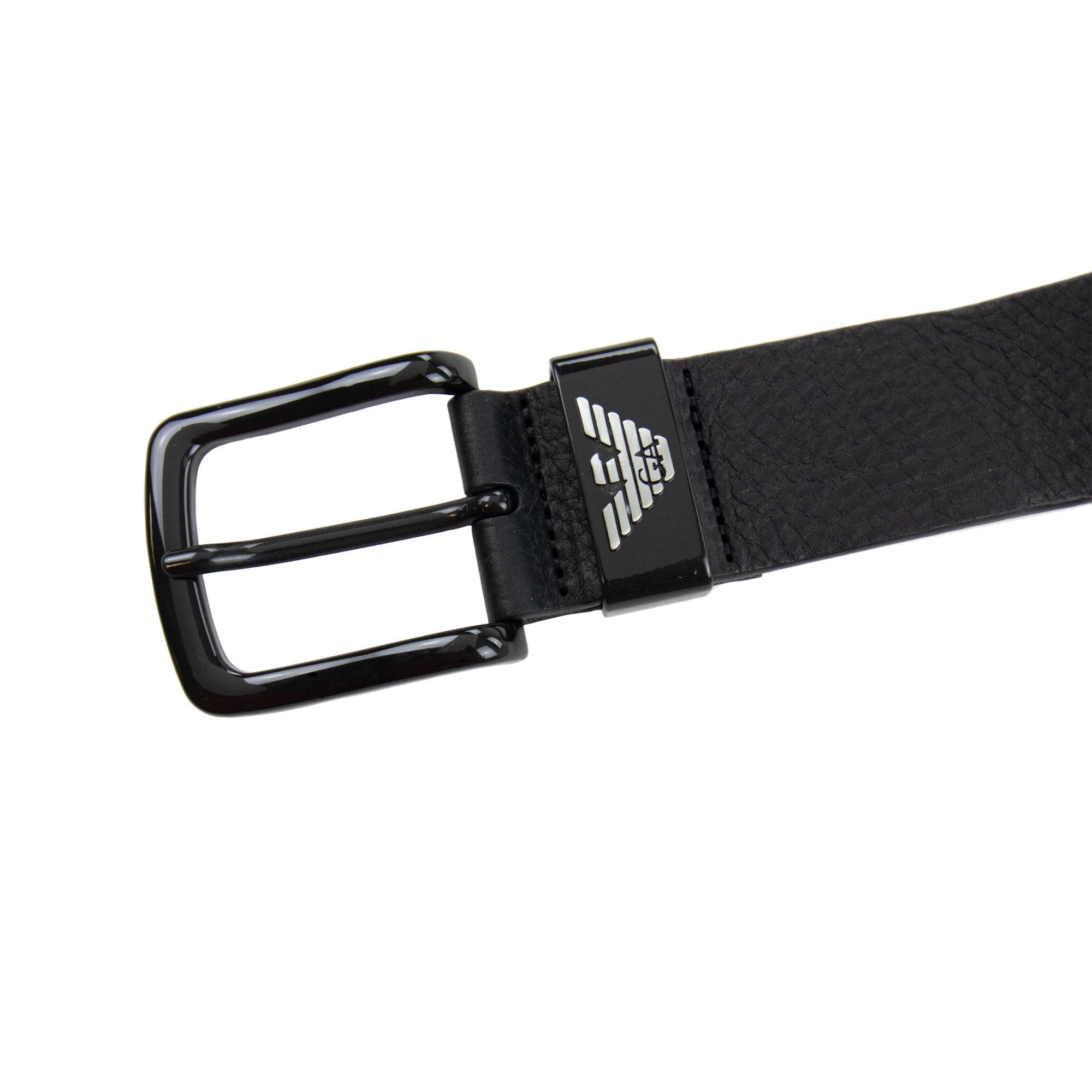 Emporio Armani Eagle Tonque Logo Belt Black