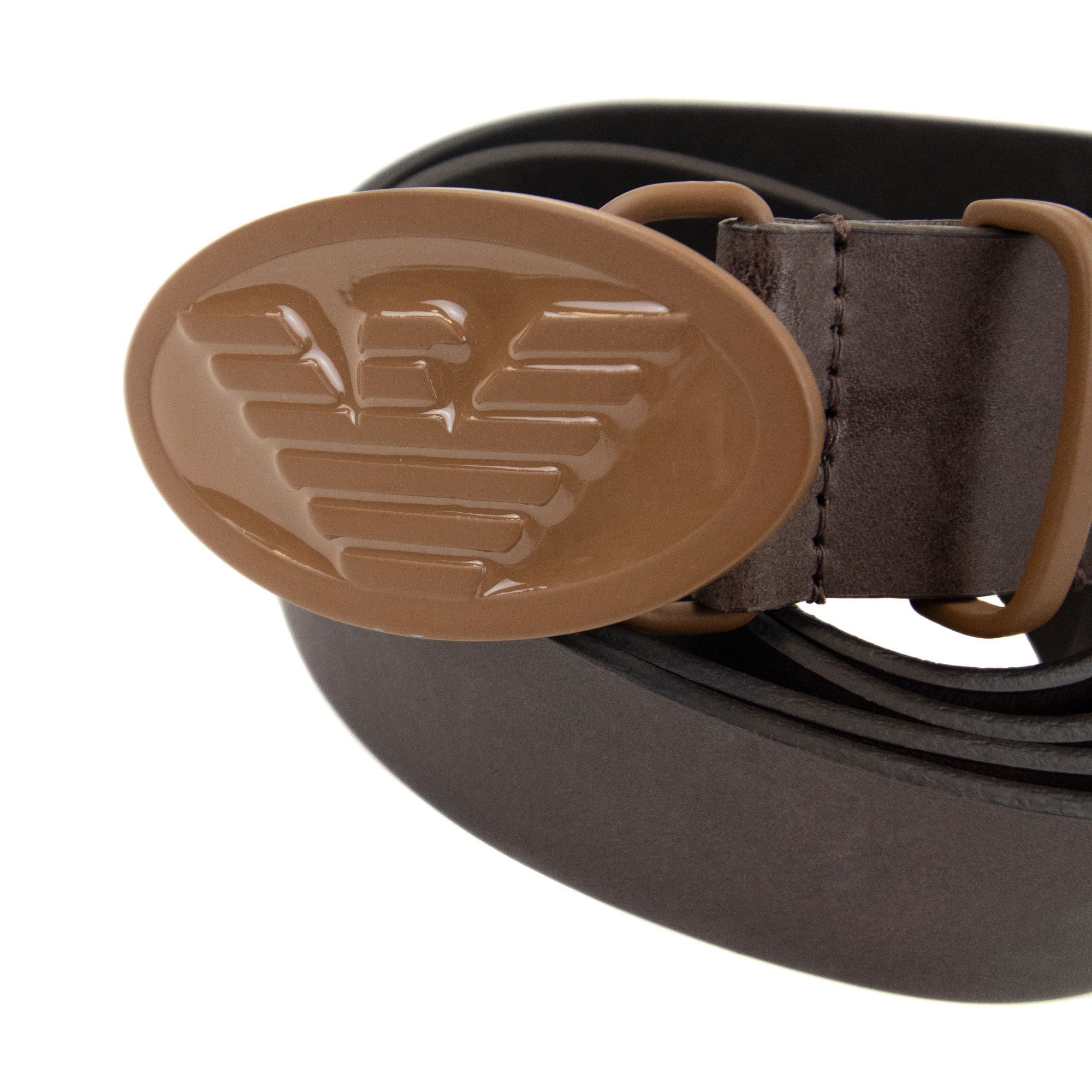 Emporio Armani Eagle Buckle Belt Marrone