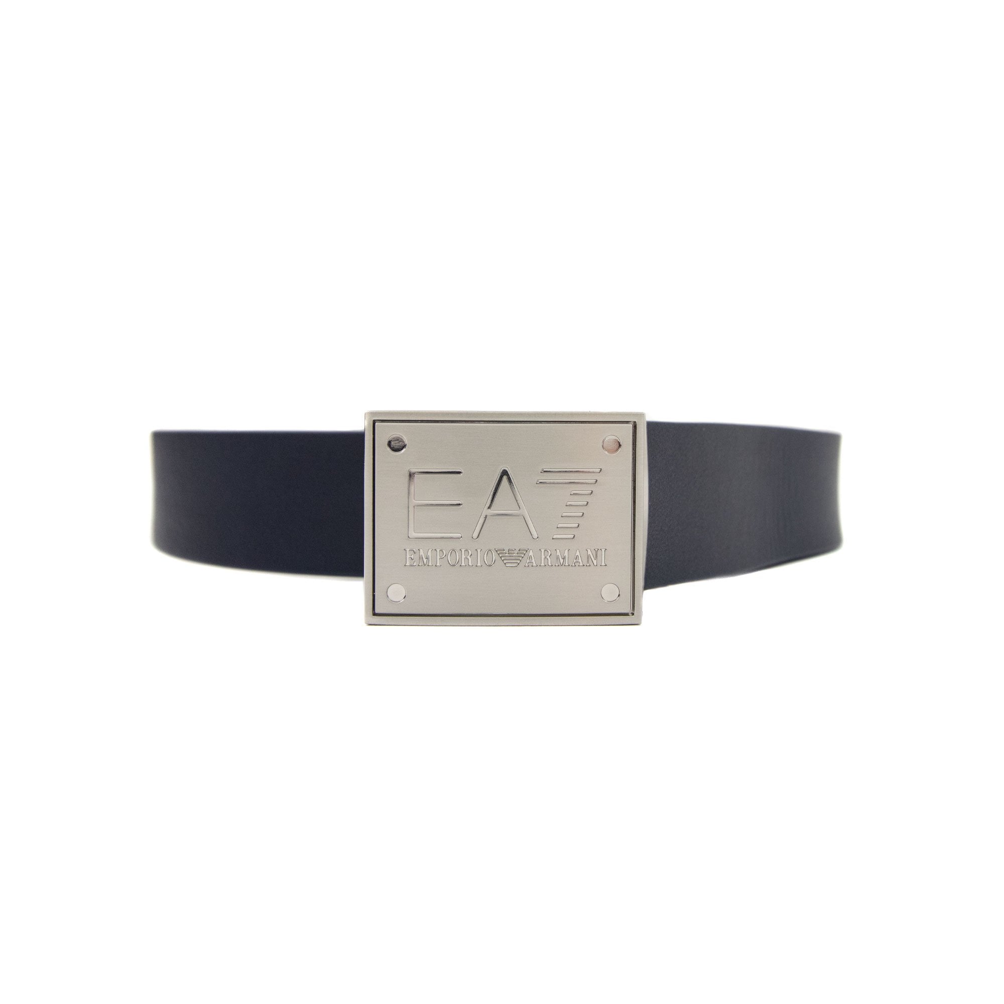 Ea7 Reversible Brushed Leather Belt Blue Navy