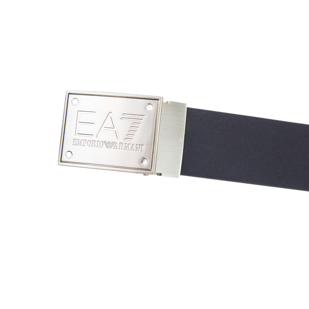 Ea7 Reversible Brushed Leather Belt Blue Navy