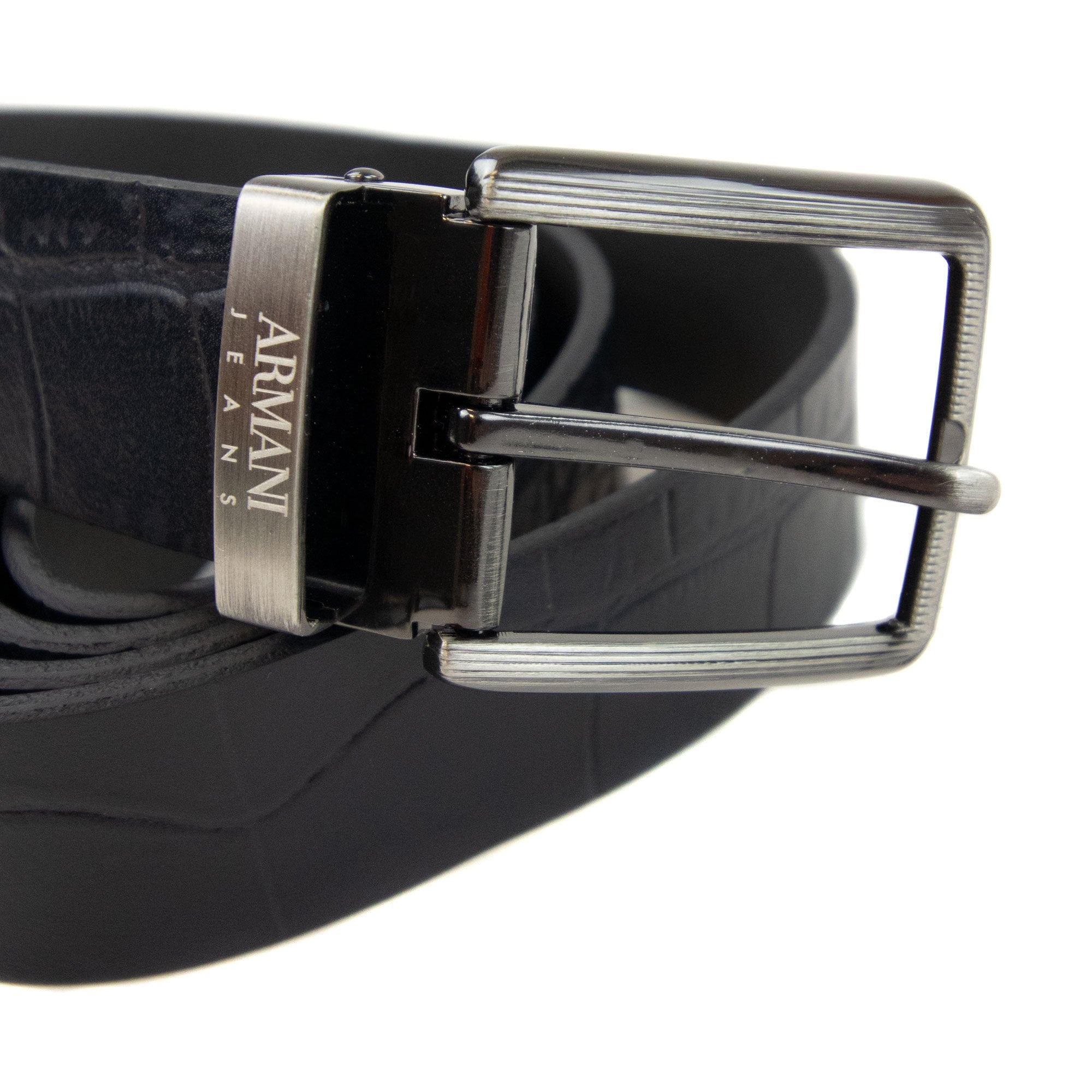 Emporio Armani Cintura Embossed Logo Belt Blue Grigio