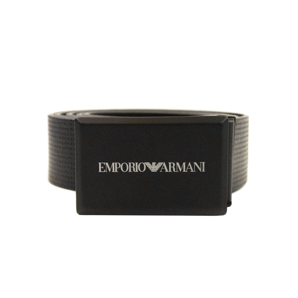 Emporio Armani Perforated Leather Buckle Belt Black/black