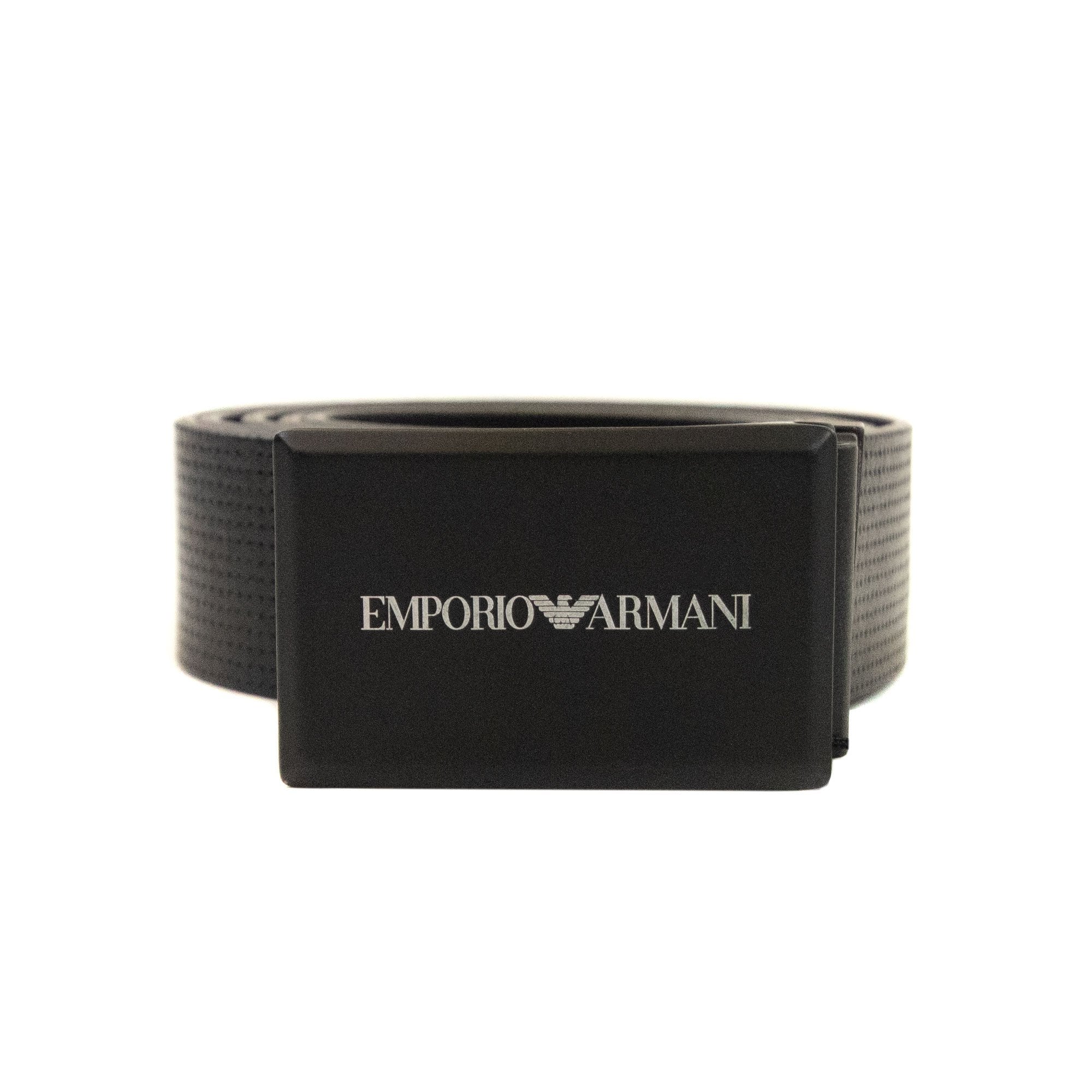 Emporio Armani Perforated Leather Buckle Belt Black/black