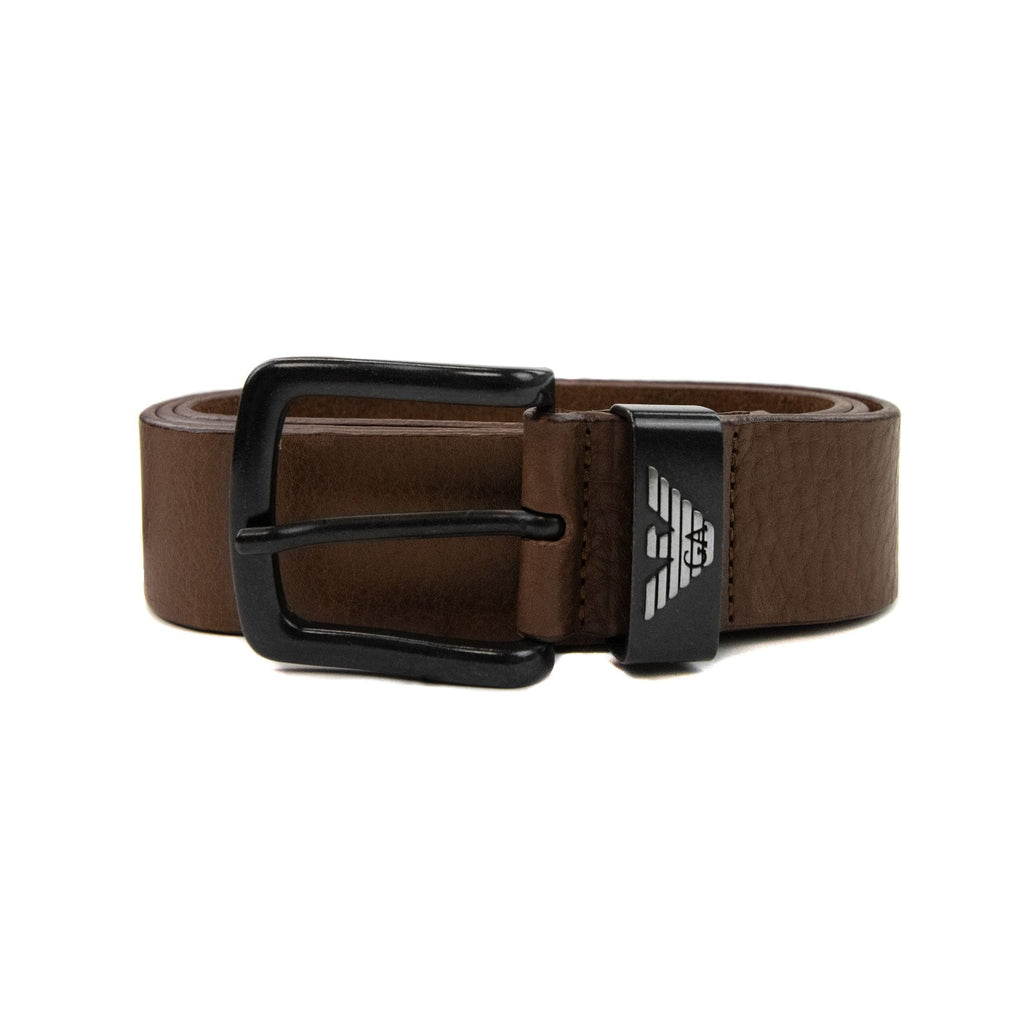Emporio Armani Eagle Tonque Logo Belt Dark Tan