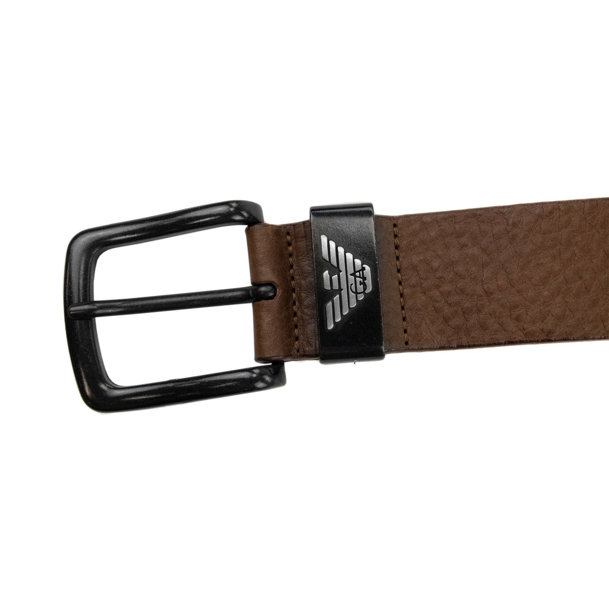Emporio Armani Eagle Tonque Logo Belt Dark Tan