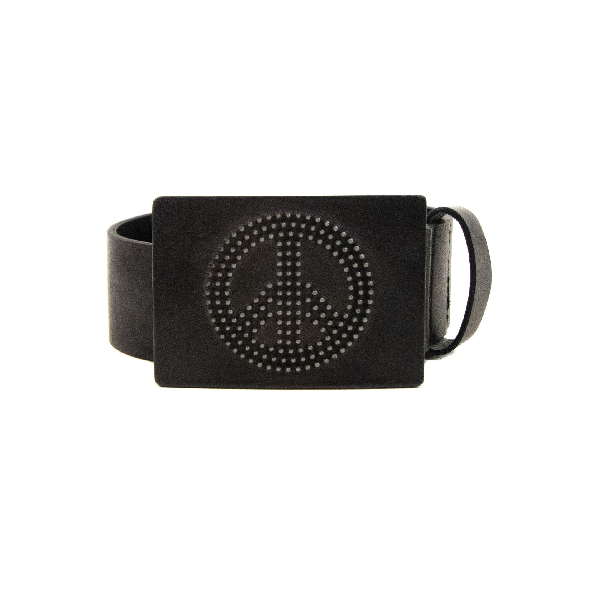 Love Moschino Peace Logo Leather Belt Black