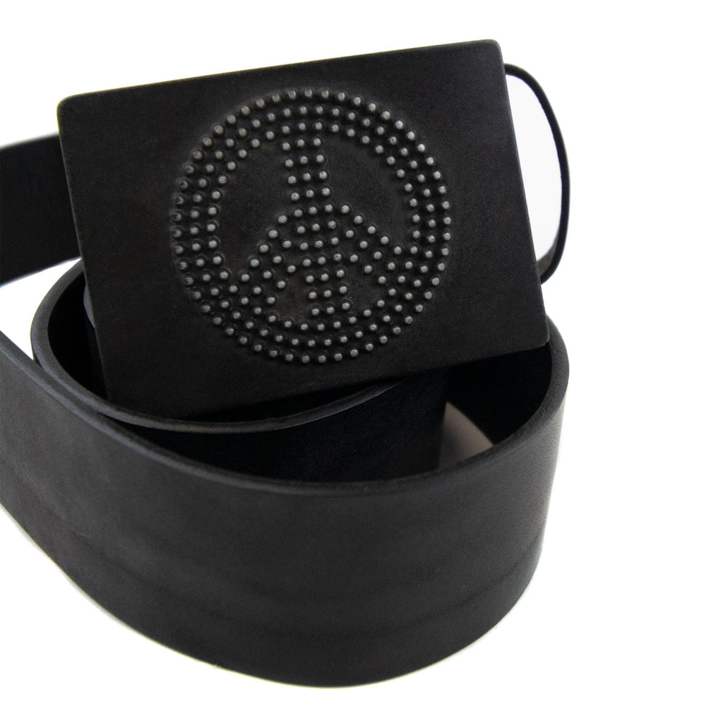 Love Moschino Peace Logo Leather Belt Black
