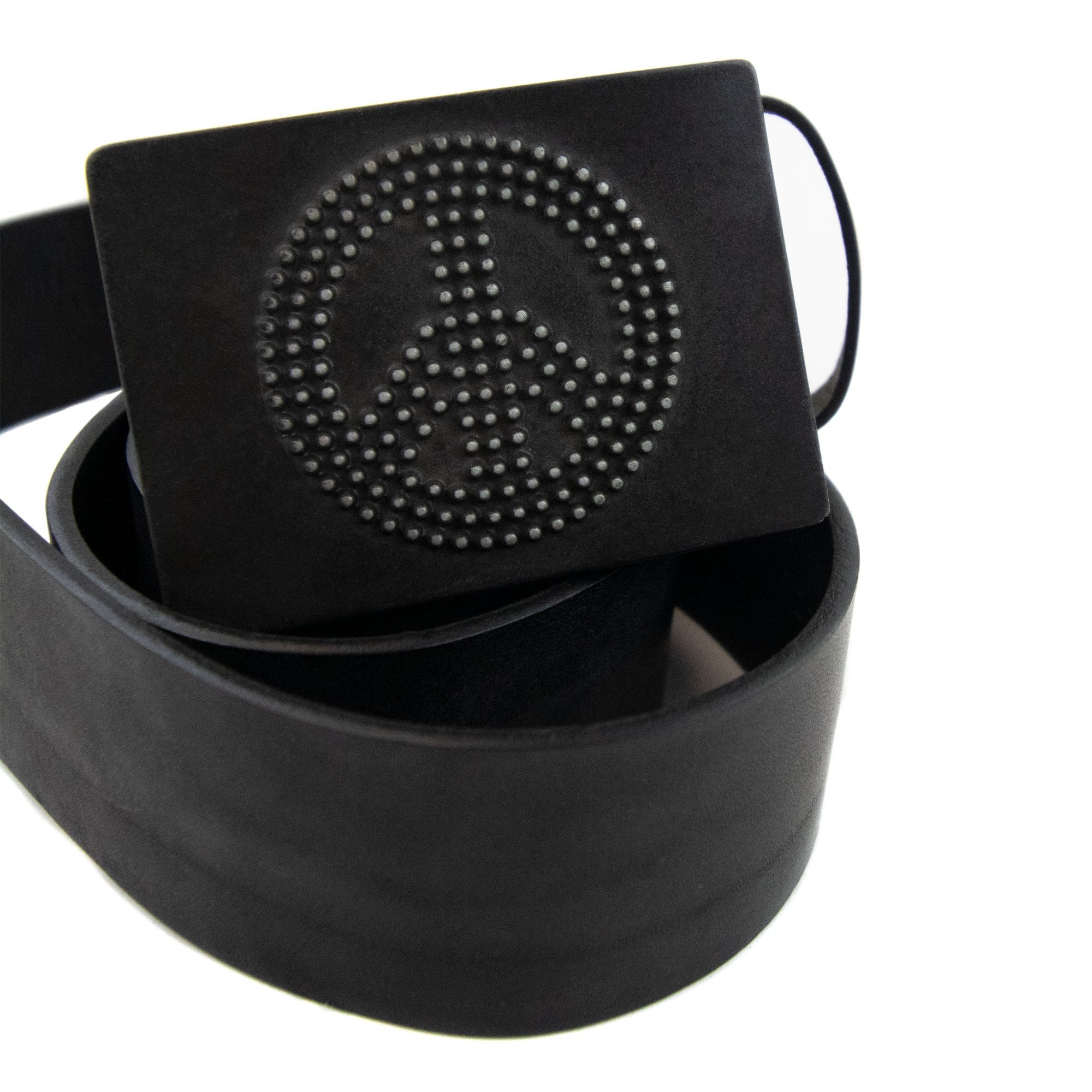 Love Moschino Peace Logo Leather Belt Black