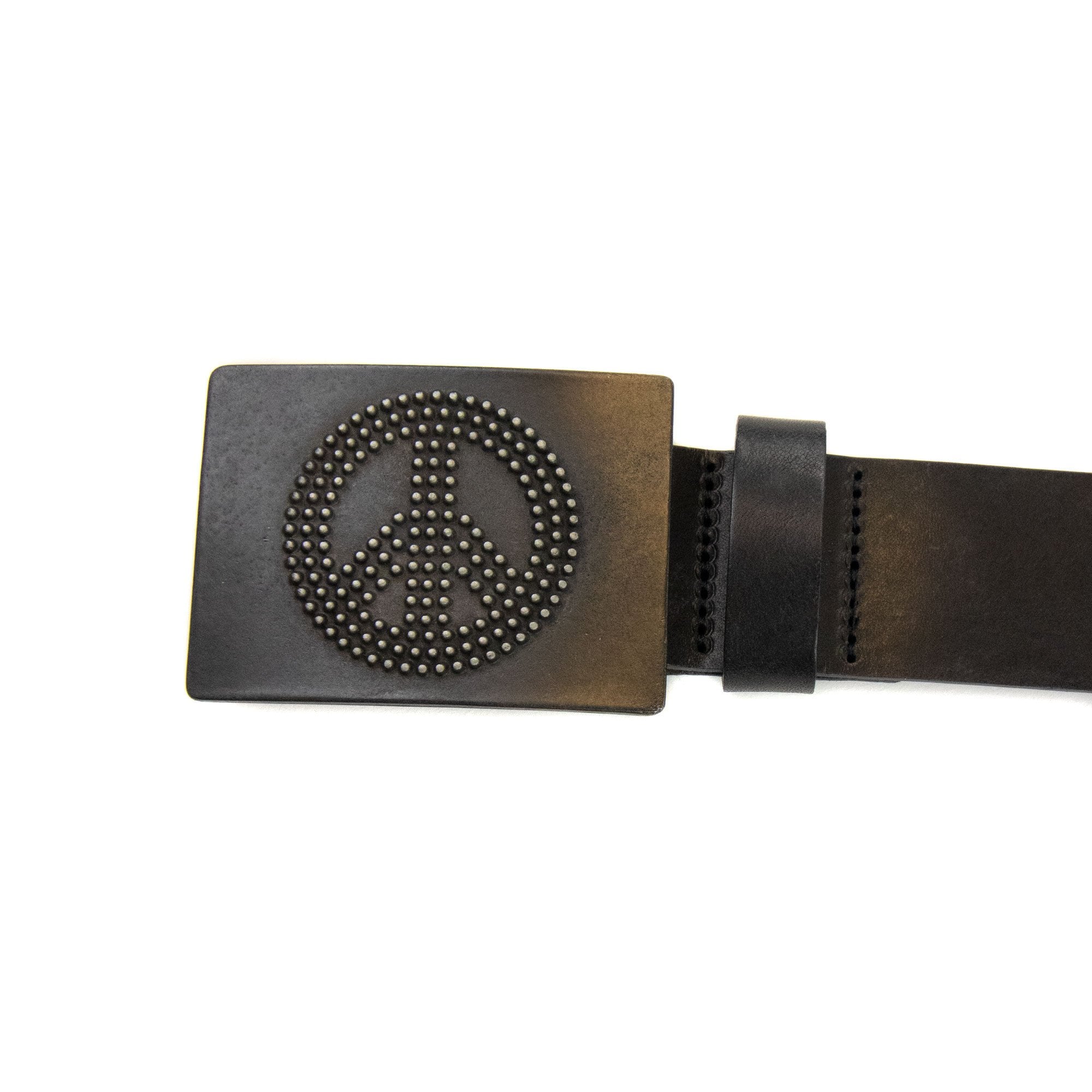 Love Moschino Peace Logo Leather Belt Black
