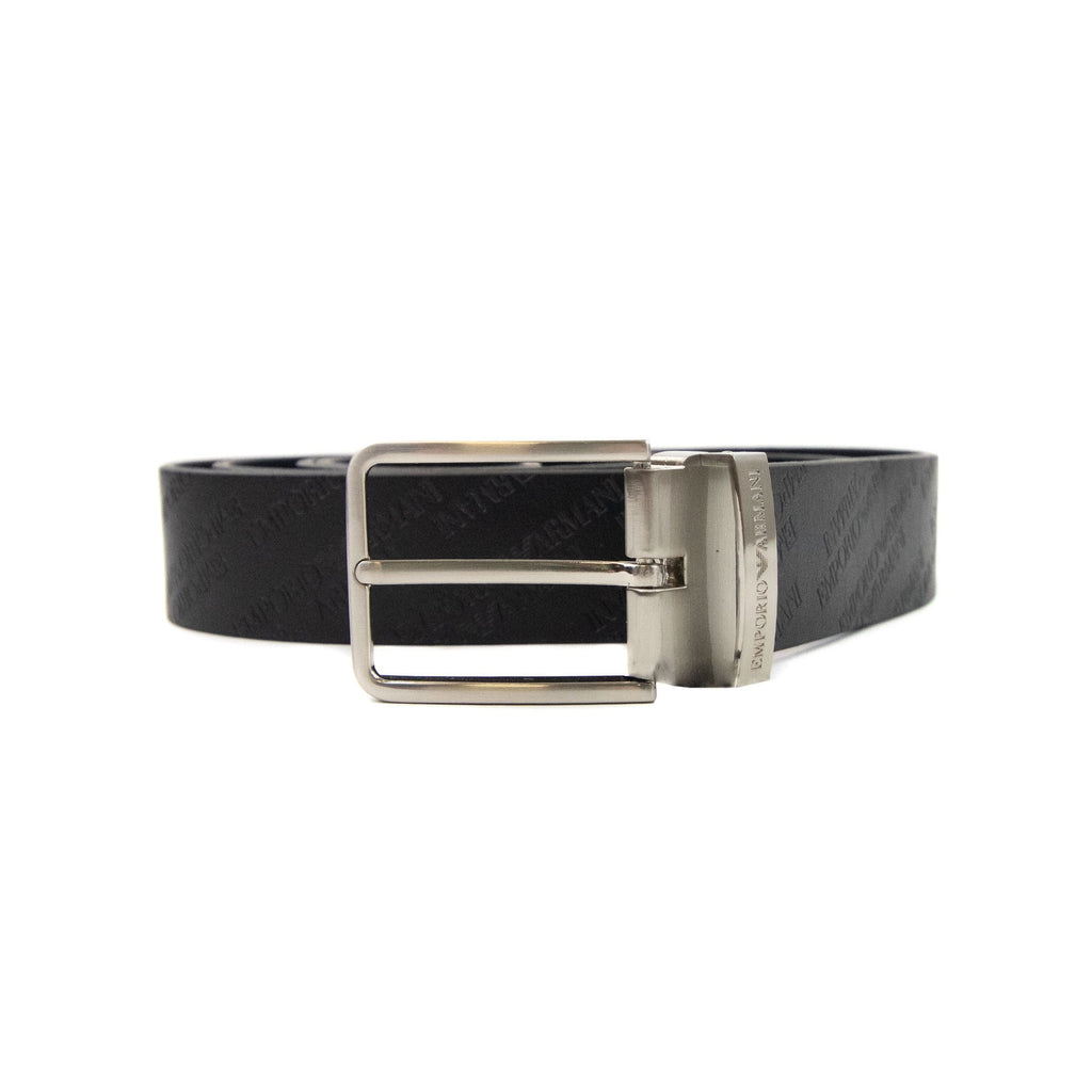 Emporio Armani All Over Embossed Logo Belt Black