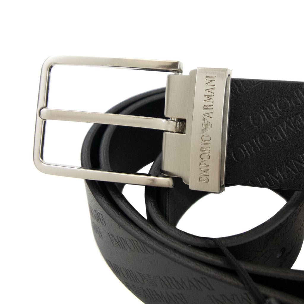 Emporio Armani All Over Embossed Logo Belt Black