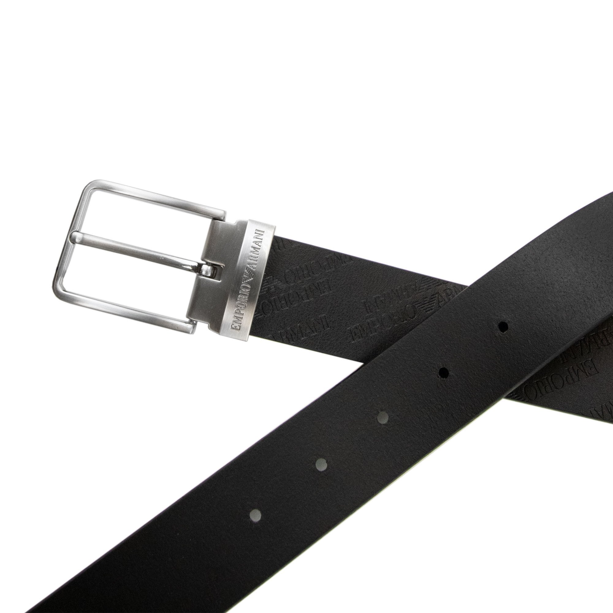 Emporio Armani All Over Embossed Logo Belt Black