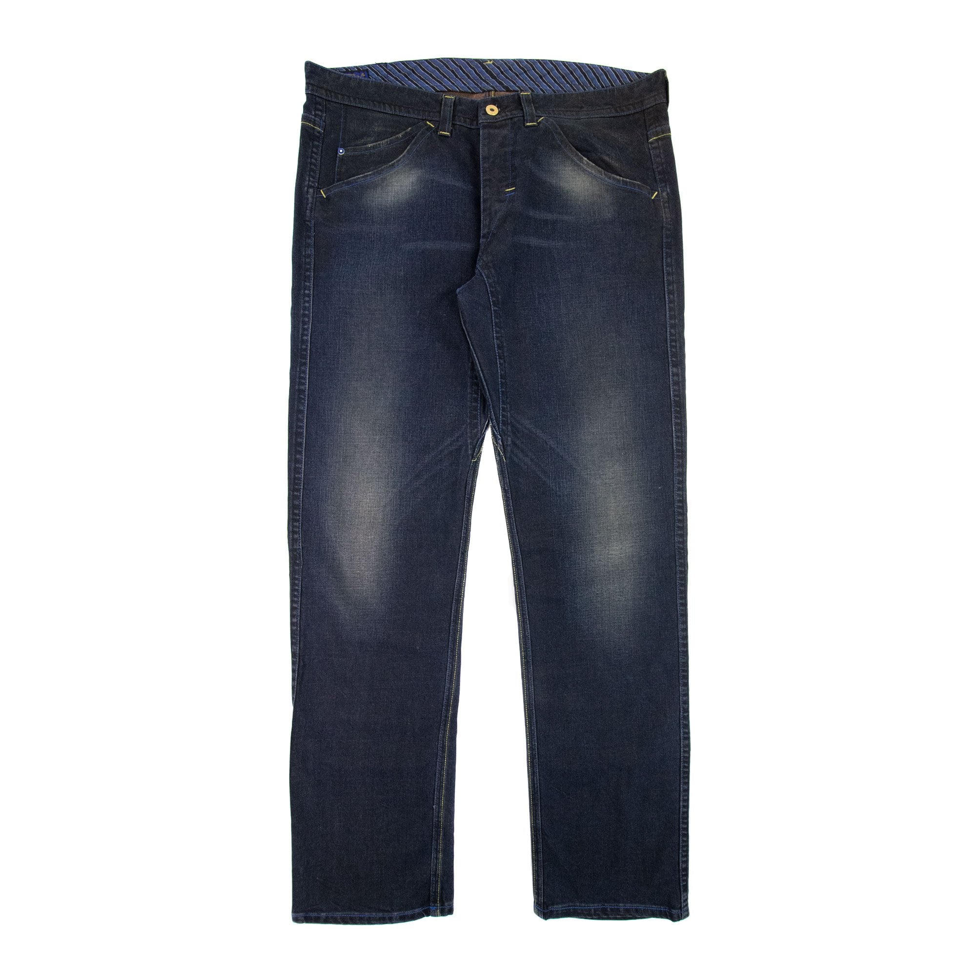 Evisu Blue Brushstroke Daicock Straight Leg Jean Dark Navy