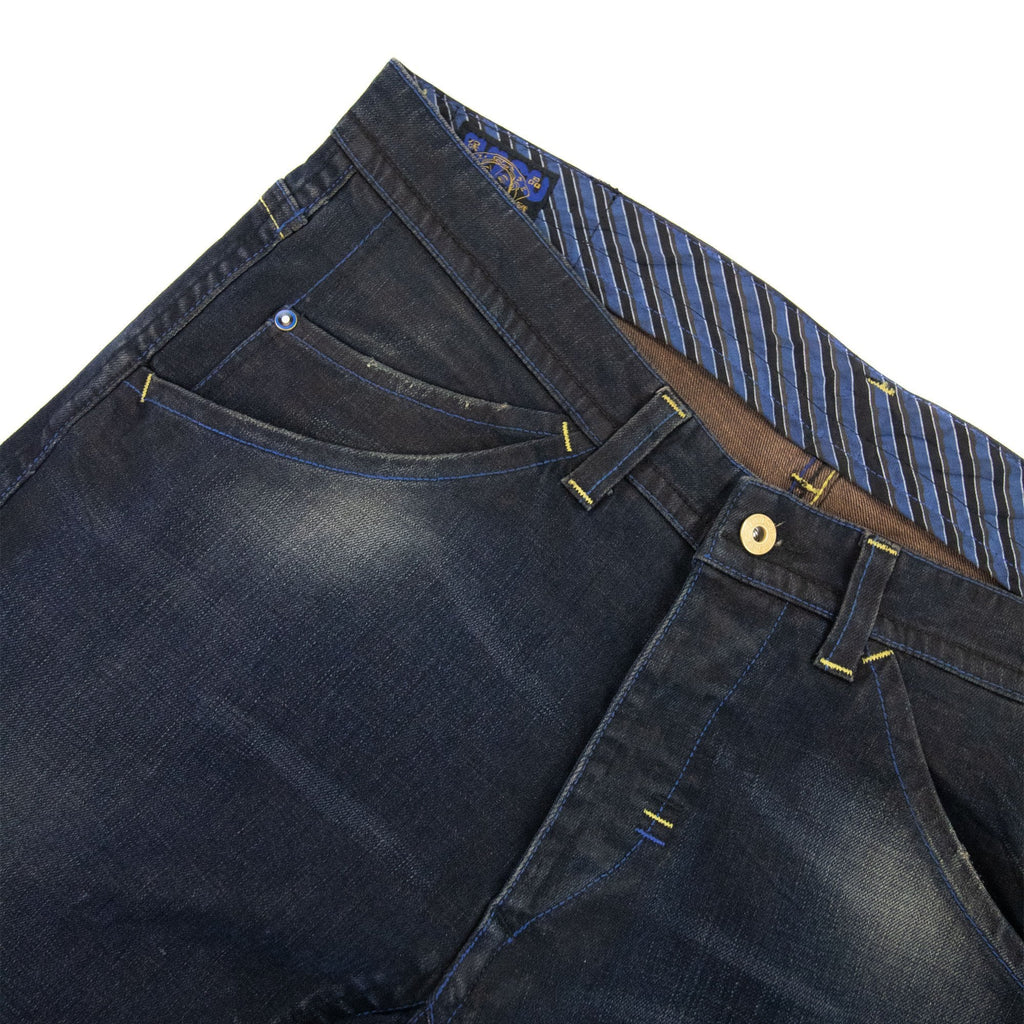 Evisu Blue Brushstroke Daicock Straight Leg Jean Dark Navy