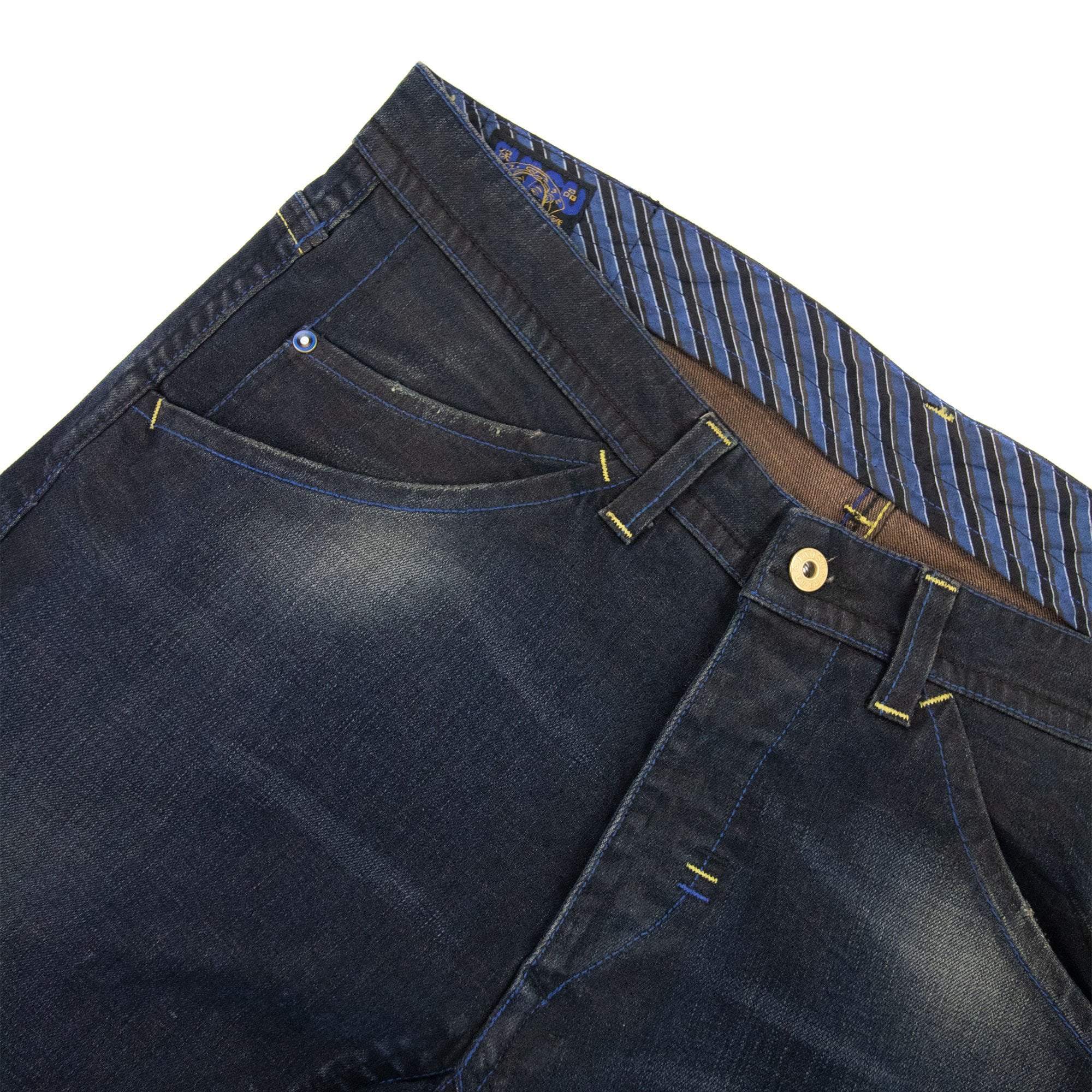 Evisu Blue Brushstroke Daicock Straight Leg Jean Dark Navy