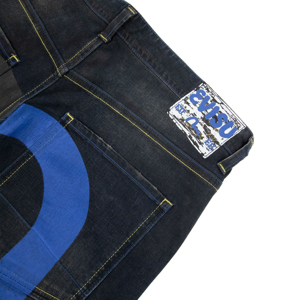 Evisu Blue Brushstroke Daicock Straight Leg Jean Dark Navy