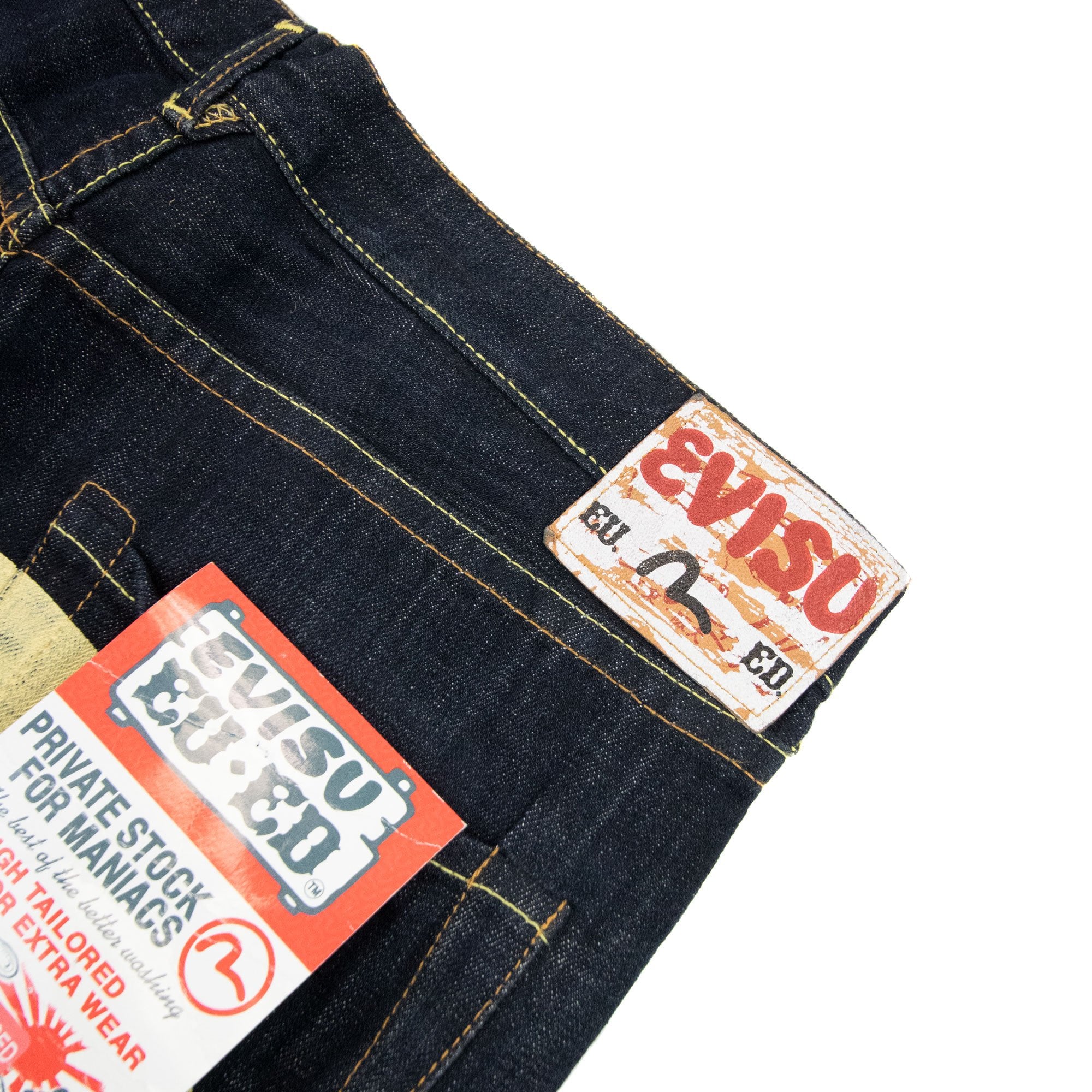 Evisu Ecru Brushstroke Daicock Slim Fit Jean Dark Navy