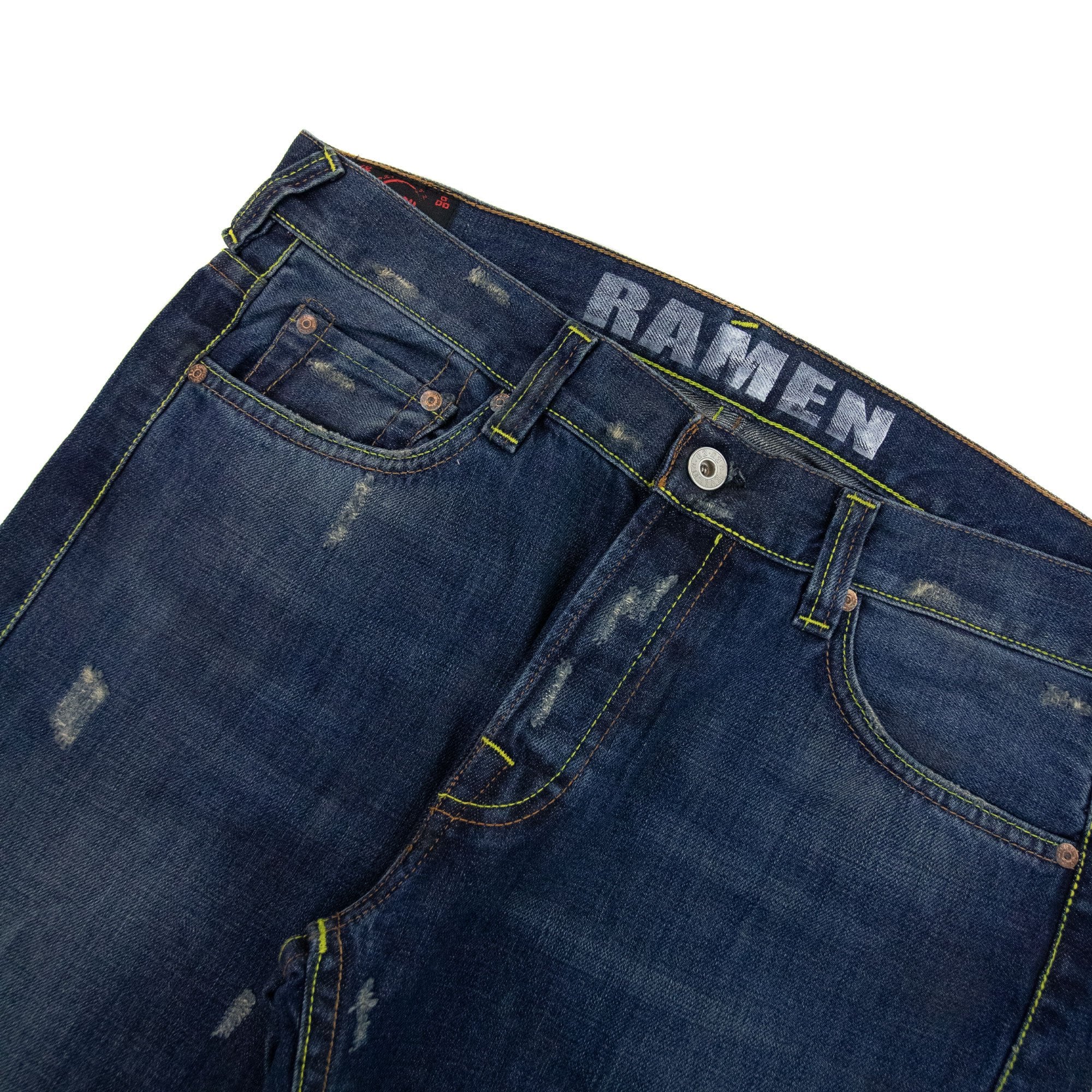 Evisu Seagull Paint Ripped Jean Dark Blue