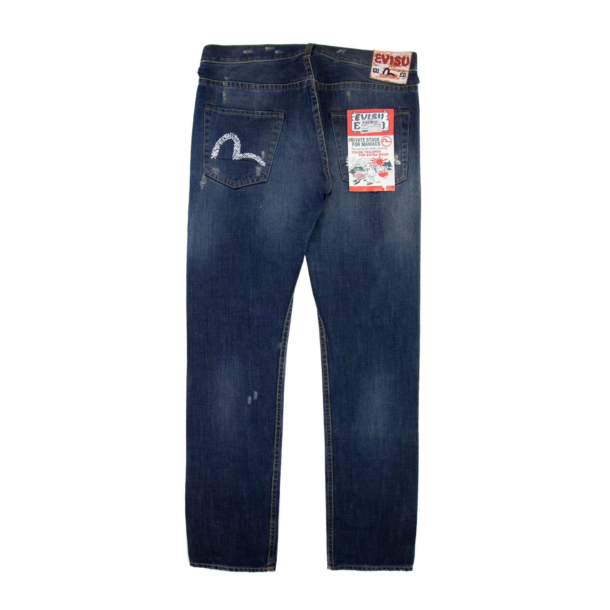 Evisu Seagull Paint Ripped Jean Dark Blue