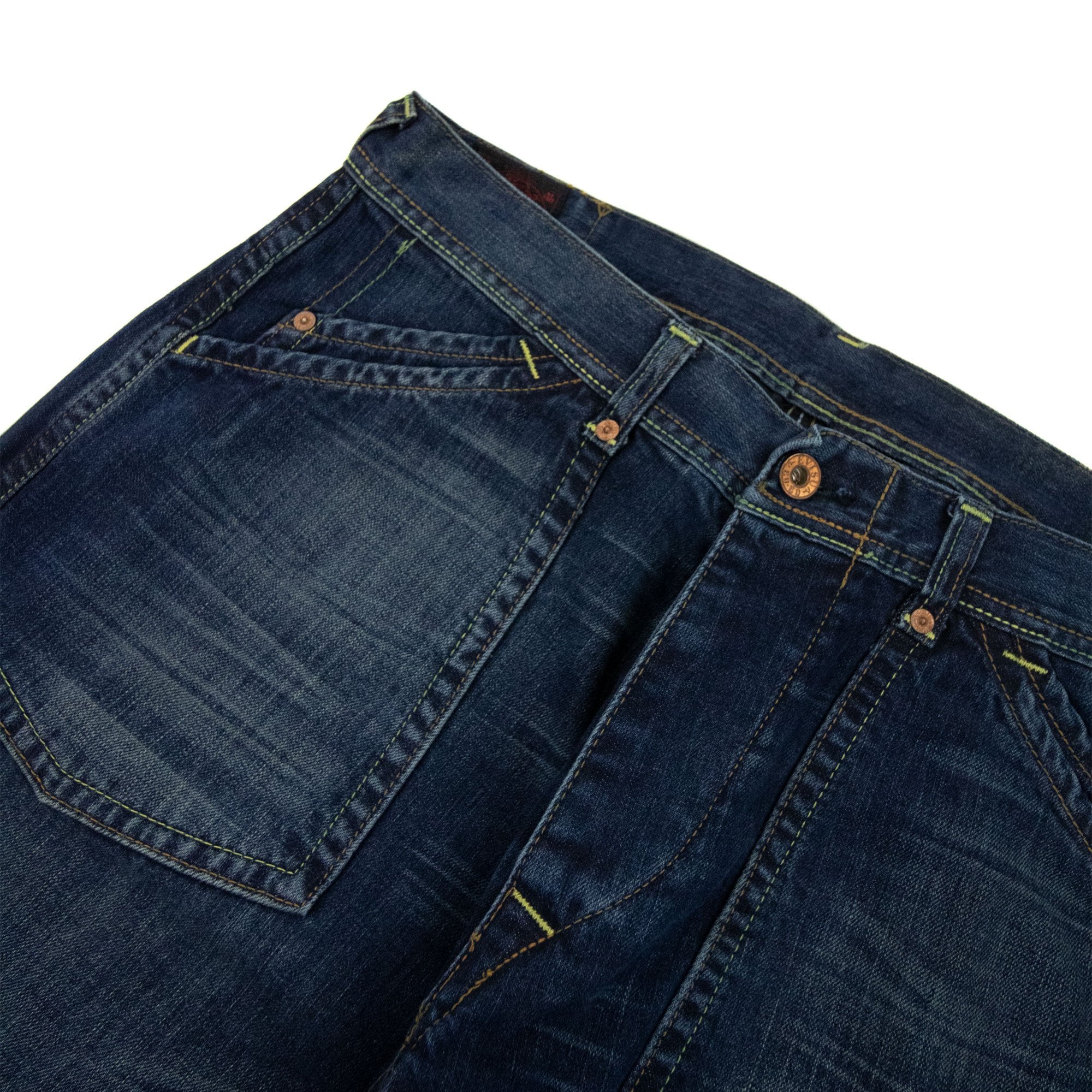 Evisu Seagull Print Side Pocket Straight Leg Jean Denim Blue