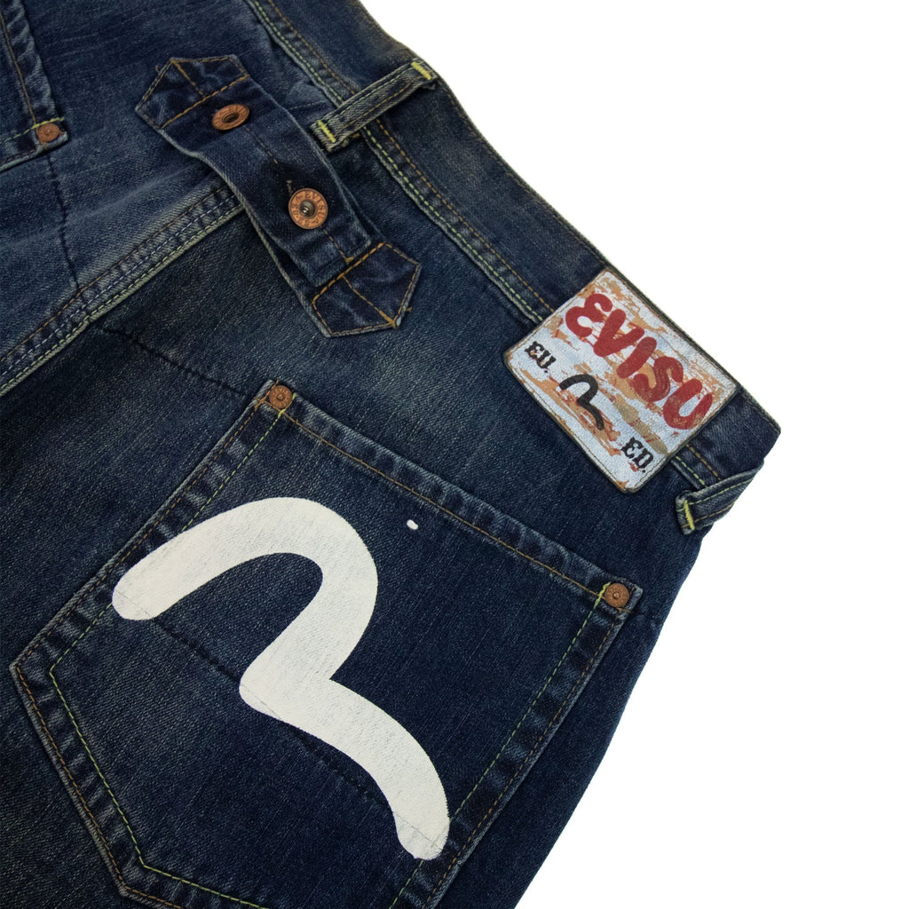 Evisu Seagull Print Side Pocket Straight Leg Jean Denim Blue