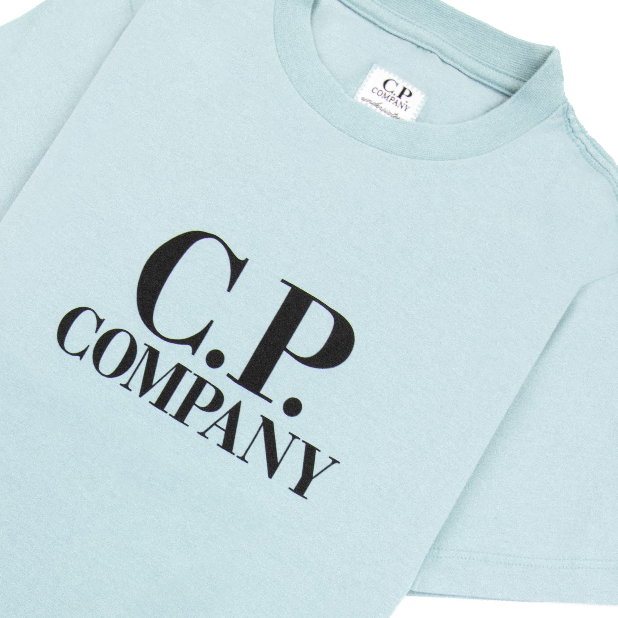 Cp Company Undersixteen Chest Logo Back Goggle T-shirt Mineral Blue 811