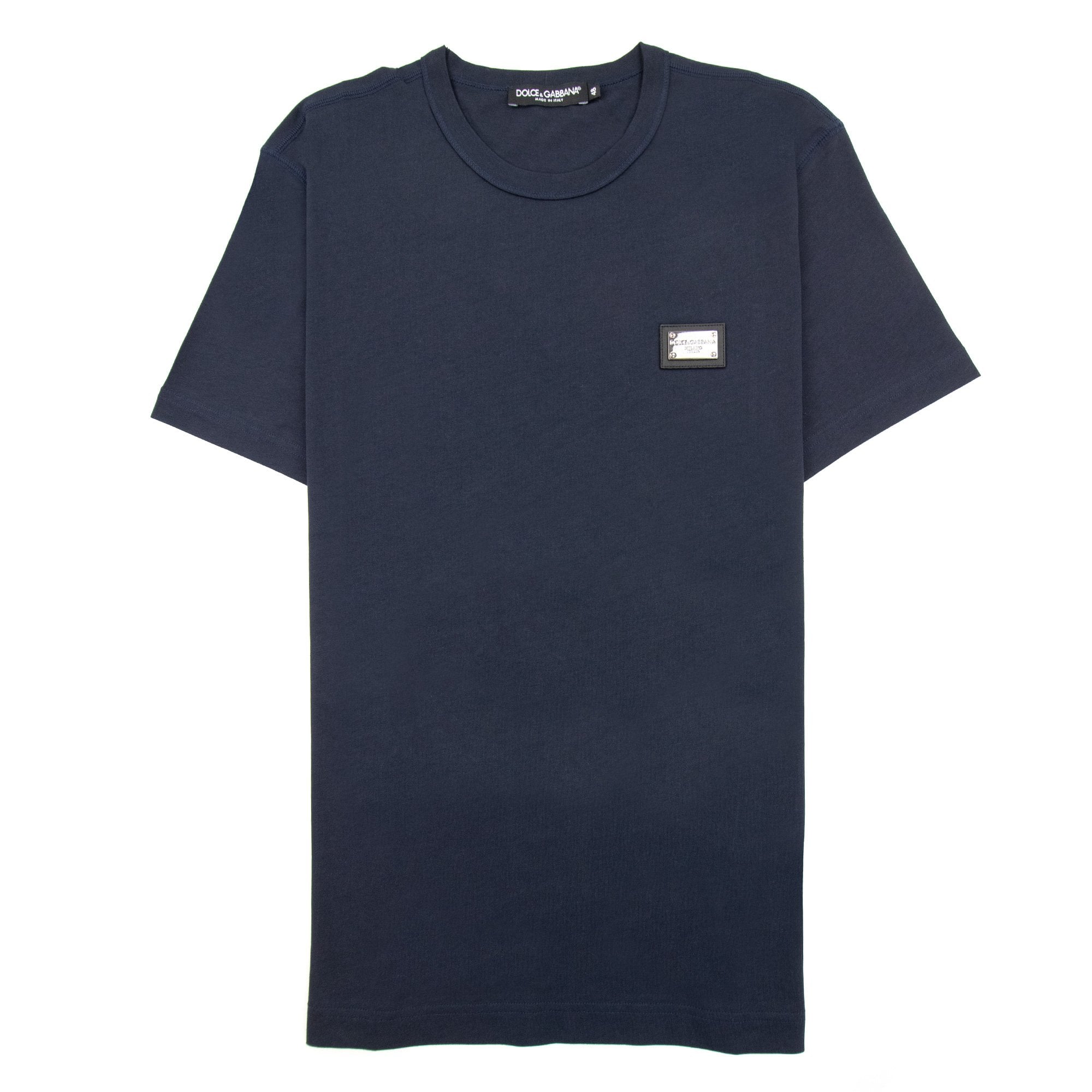 Dolce & Gabbana Branded Tag Cotton T Shirt Navy B0665