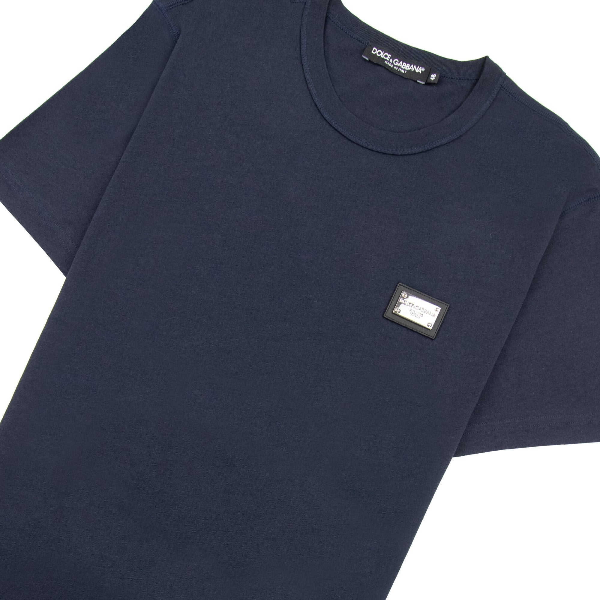 Dolce & Gabbana Branded Tag Cotton T Shirt Navy B0665