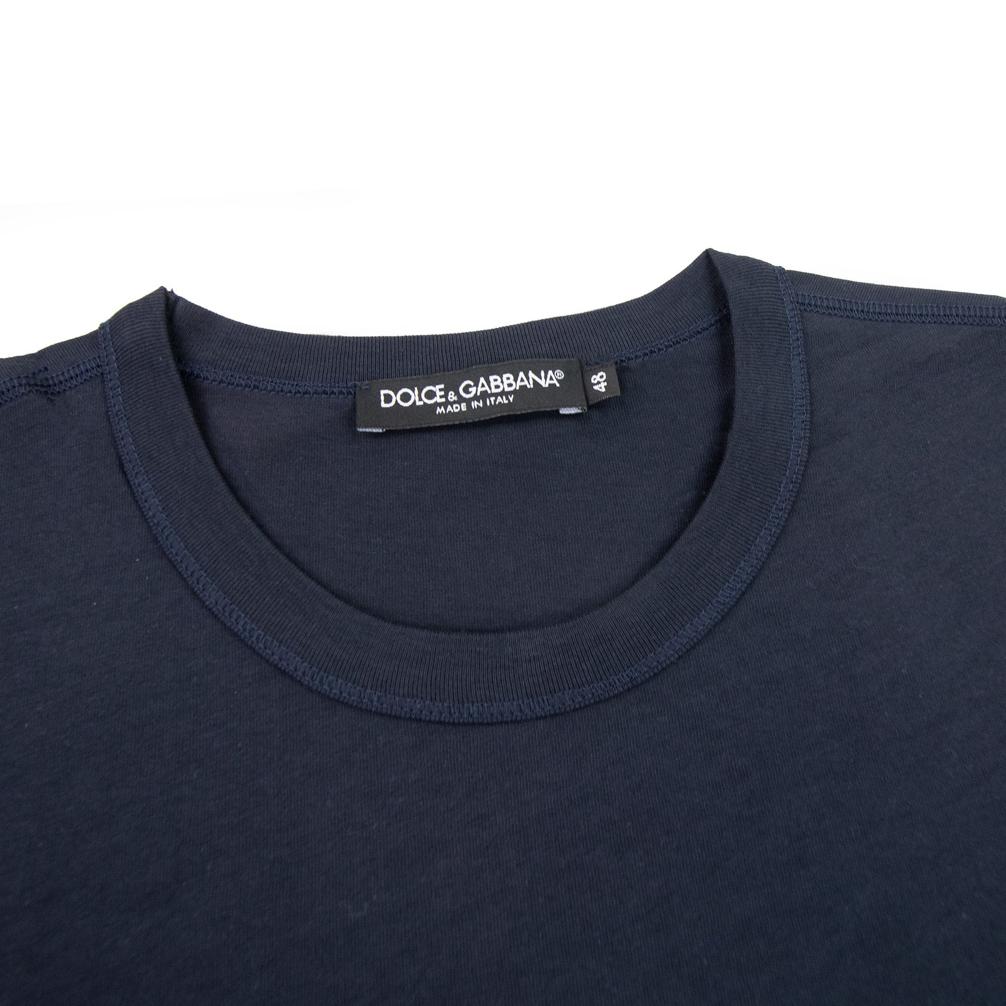 Dolce & Gabbana Branded Tag Cotton T Shirt Navy B0665