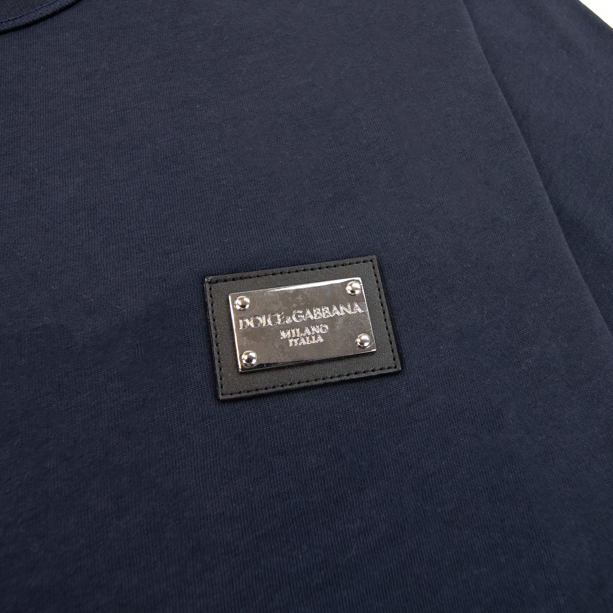 Dolce & Gabbana Branded Tag Cotton T Shirt Navy B0665