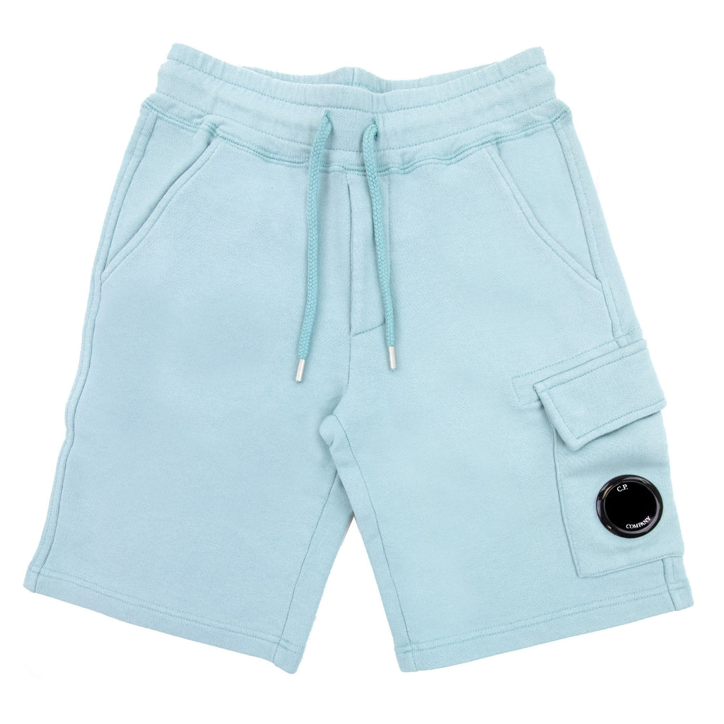 Cp Company Undersixteen Grey Lens Logo Bermuda Shorts Mineral Blue 811