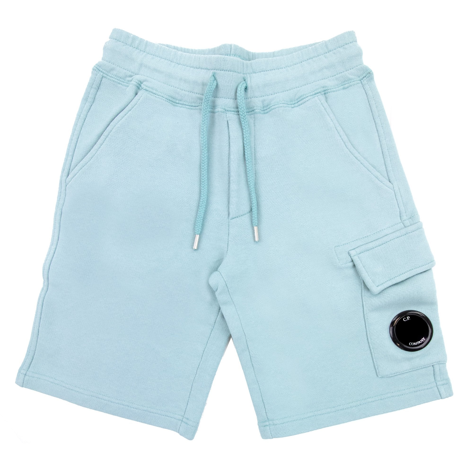 Cp Company Undersixteen Grey Lens Logo Bermuda Shorts Mineral Blue 811