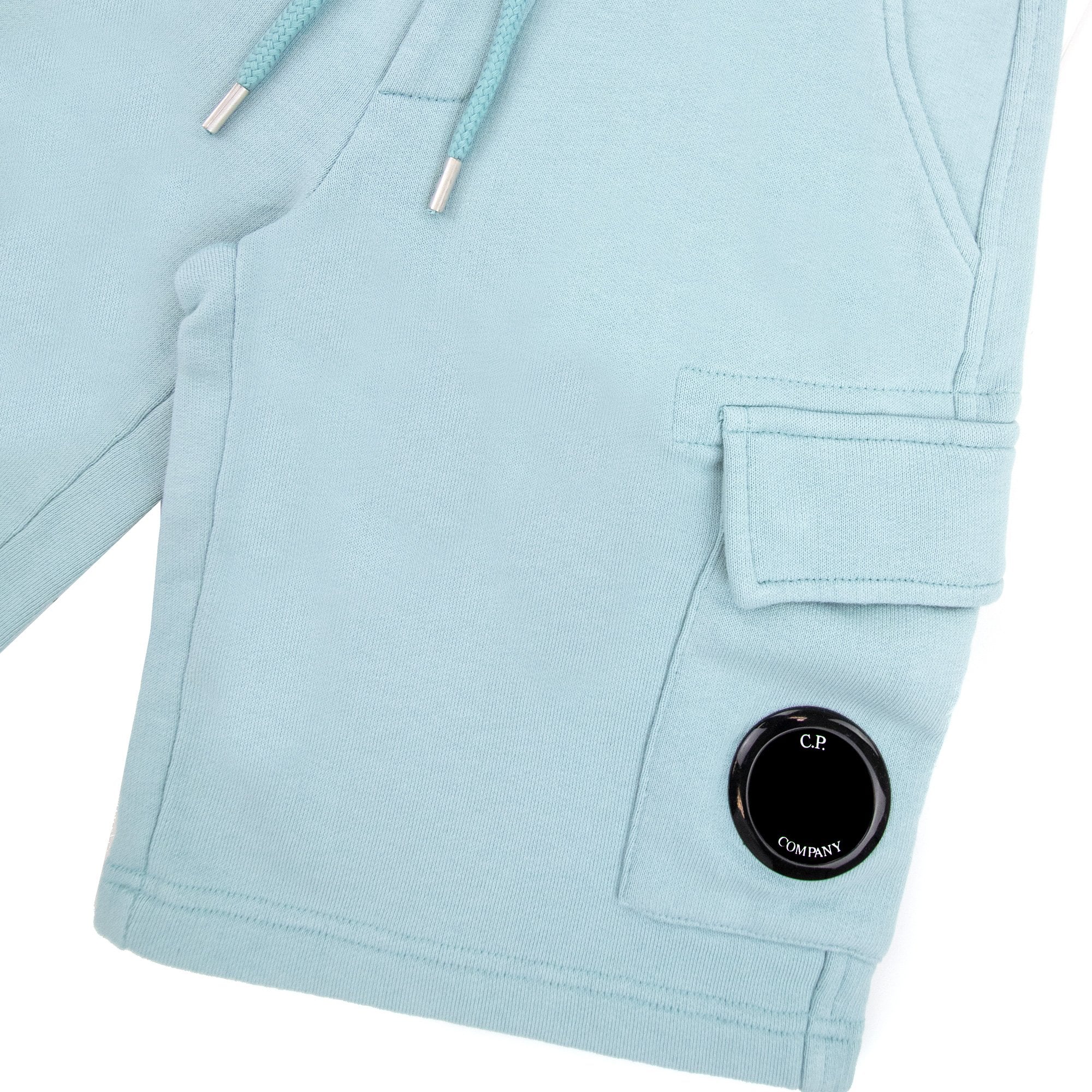 Cp Company Undersixteen Grey Lens Logo Bermuda Shorts Mineral Blue 811