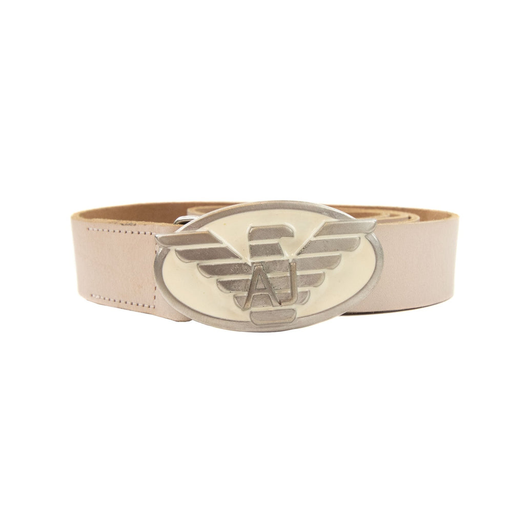 Armani Jeans Aj Eagle Logo Leather Belt Vaniglia